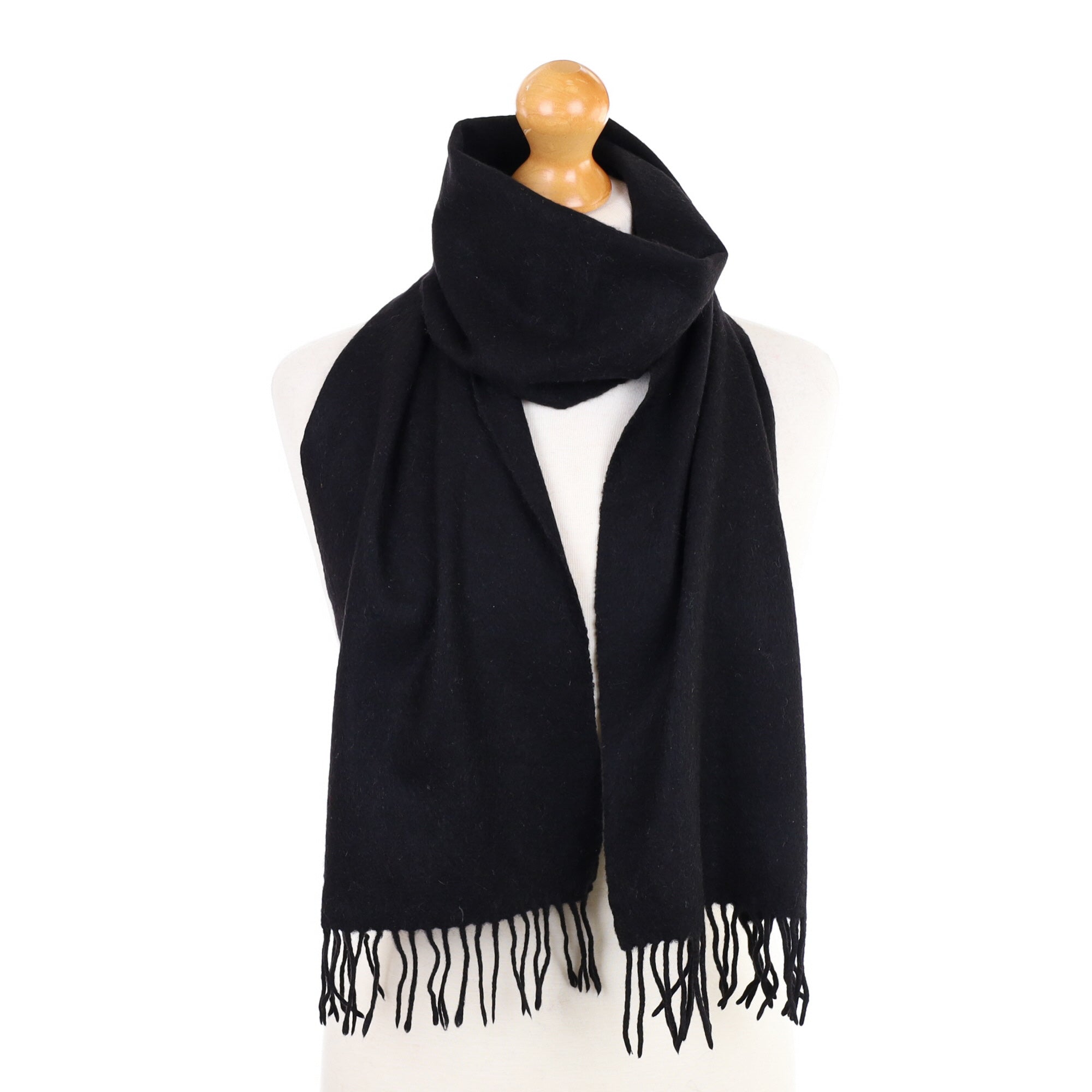 Black Fringed Cashmere Woven Scarf