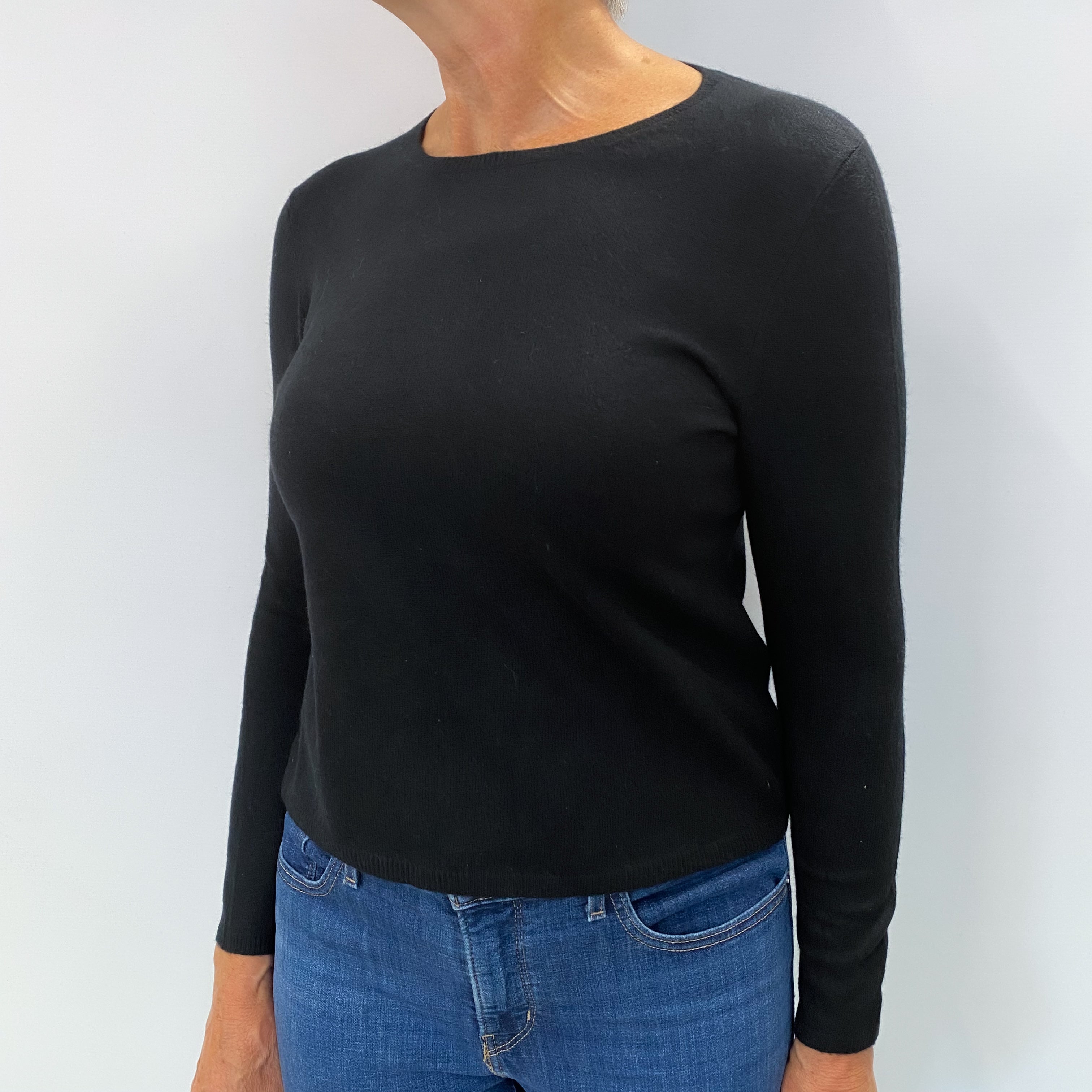 Black Cashmere Crew Neck Jumper Medium