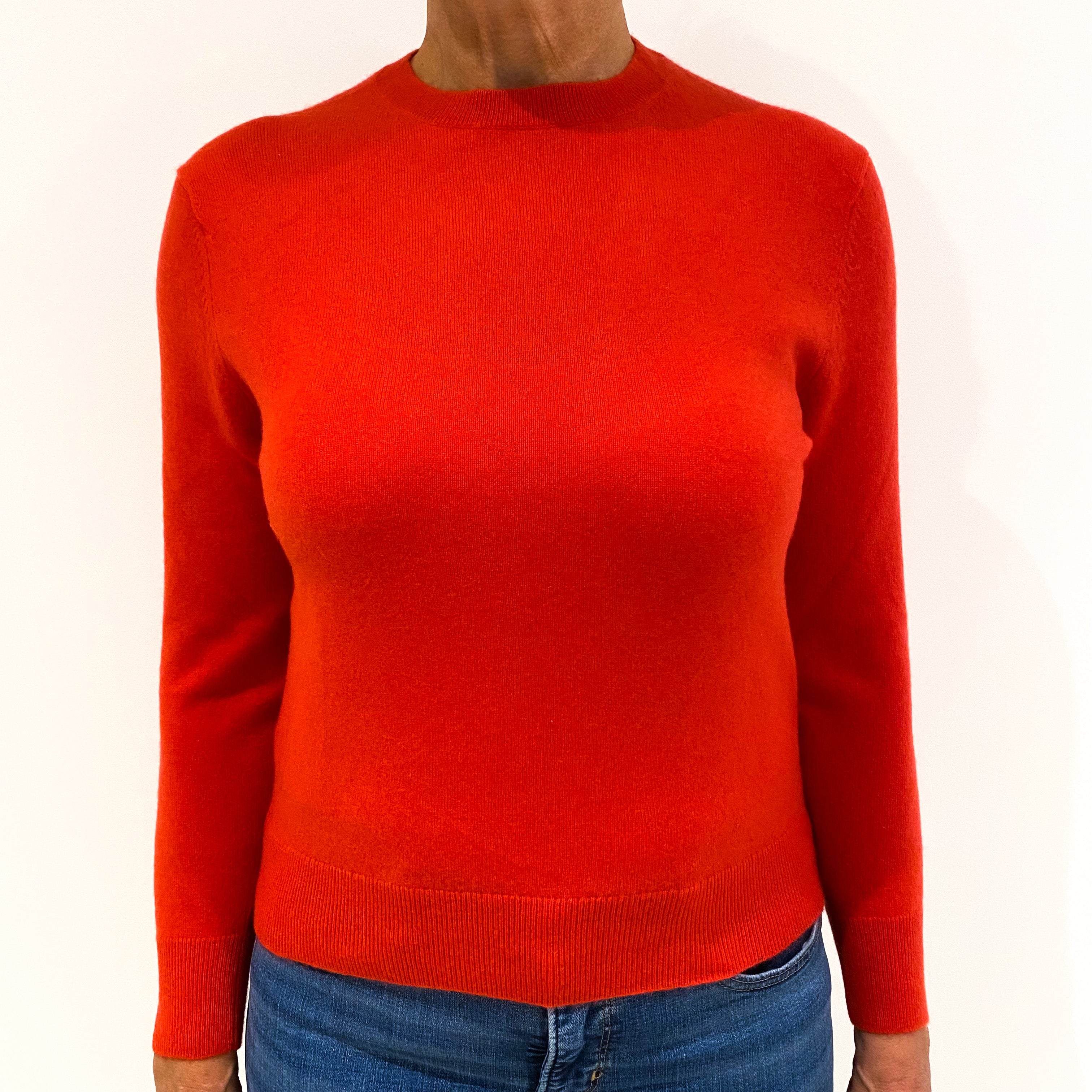 Vermillion Red Cashmere Crew Neck Jumper Medium