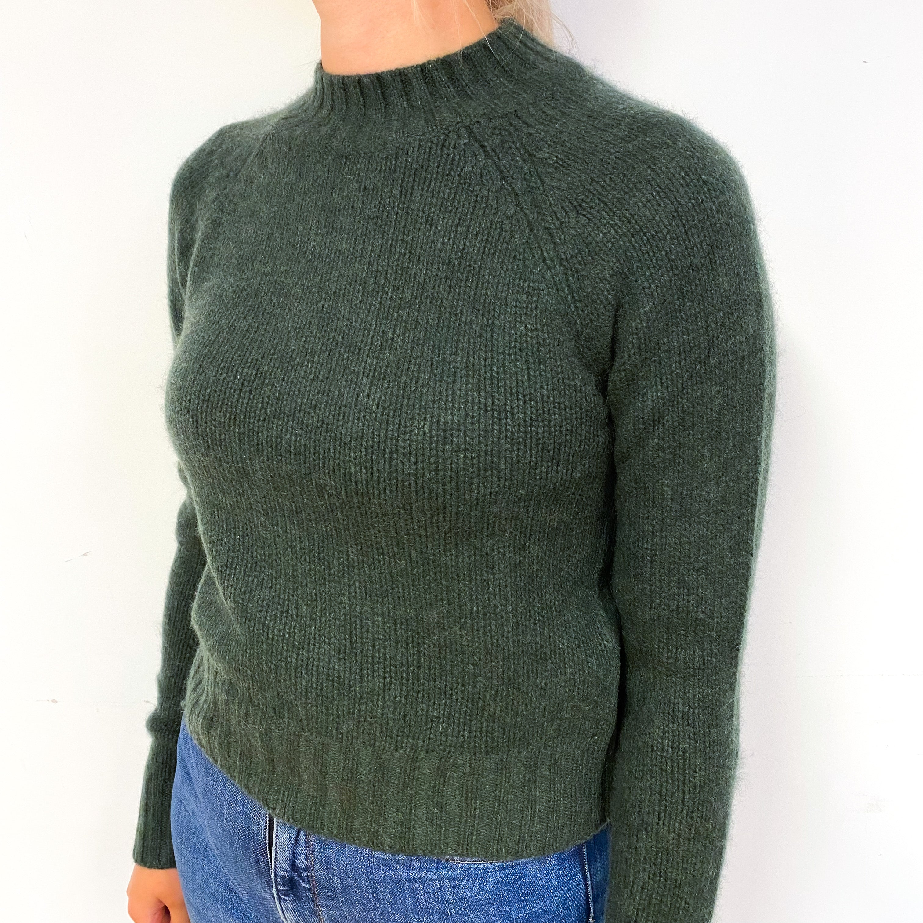 Vince Khaki Green Cashmere Crew Neck Jumper Small