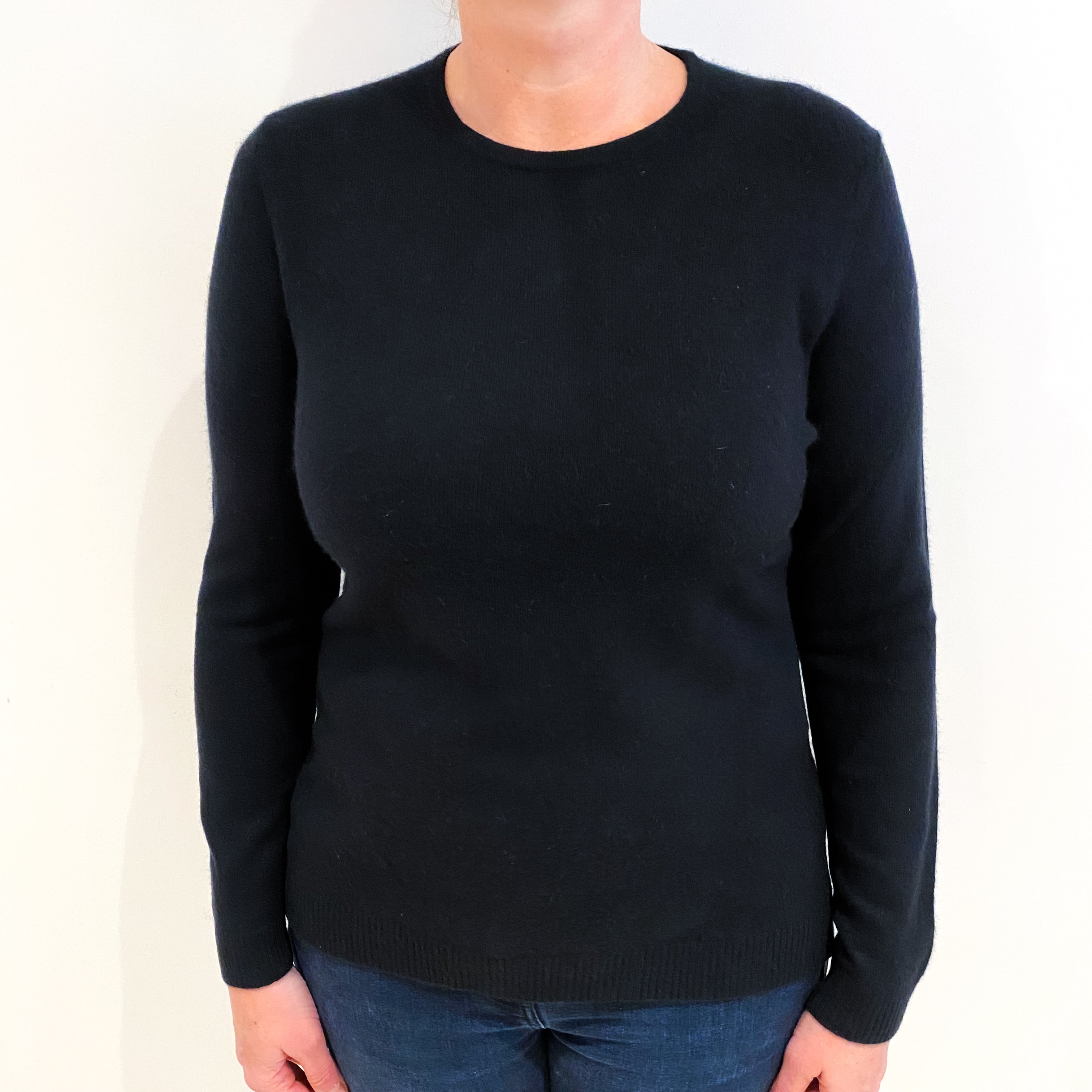 Black Cashmere Crew Neck Jumper Large