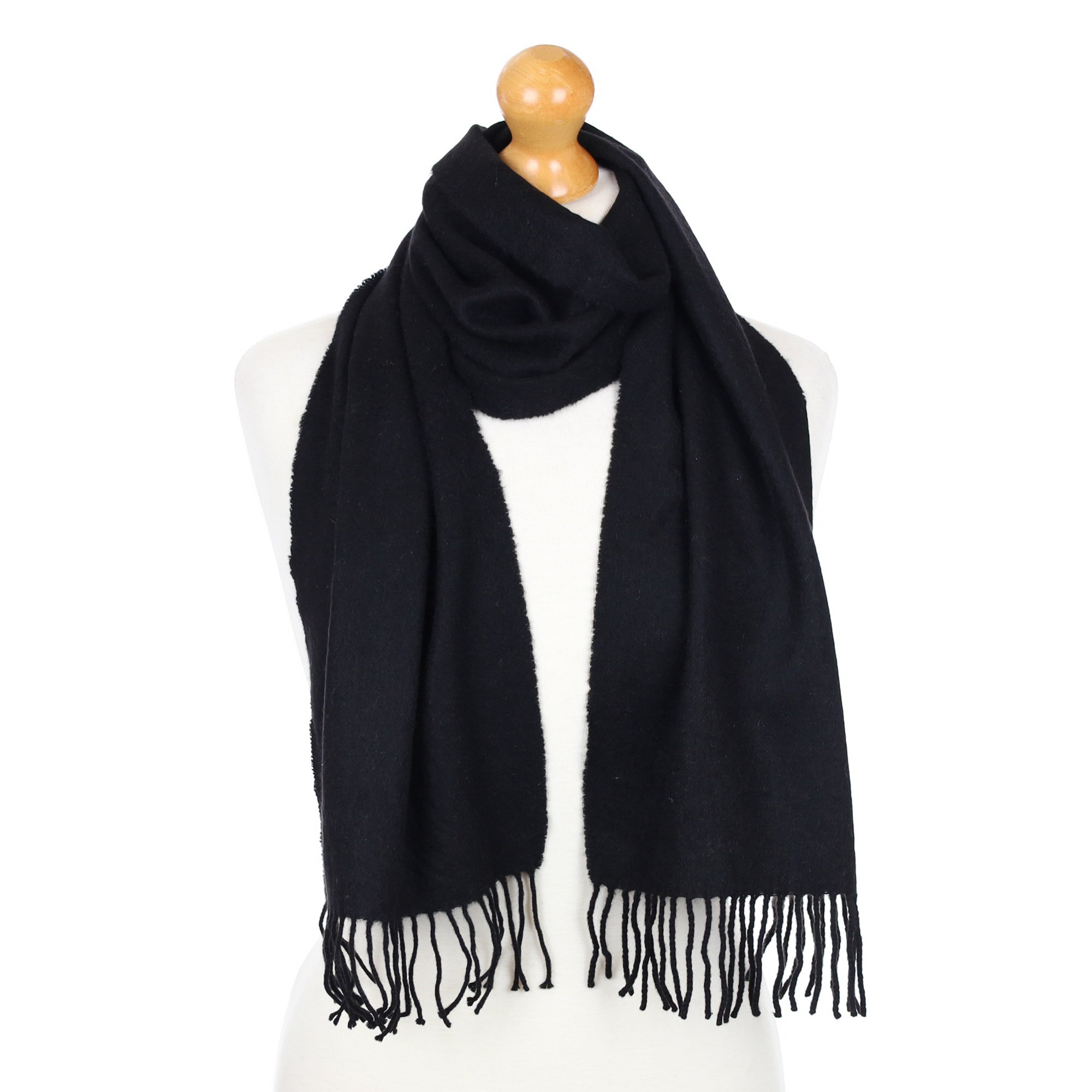 Black Fringed Cashmere Woven Scarf