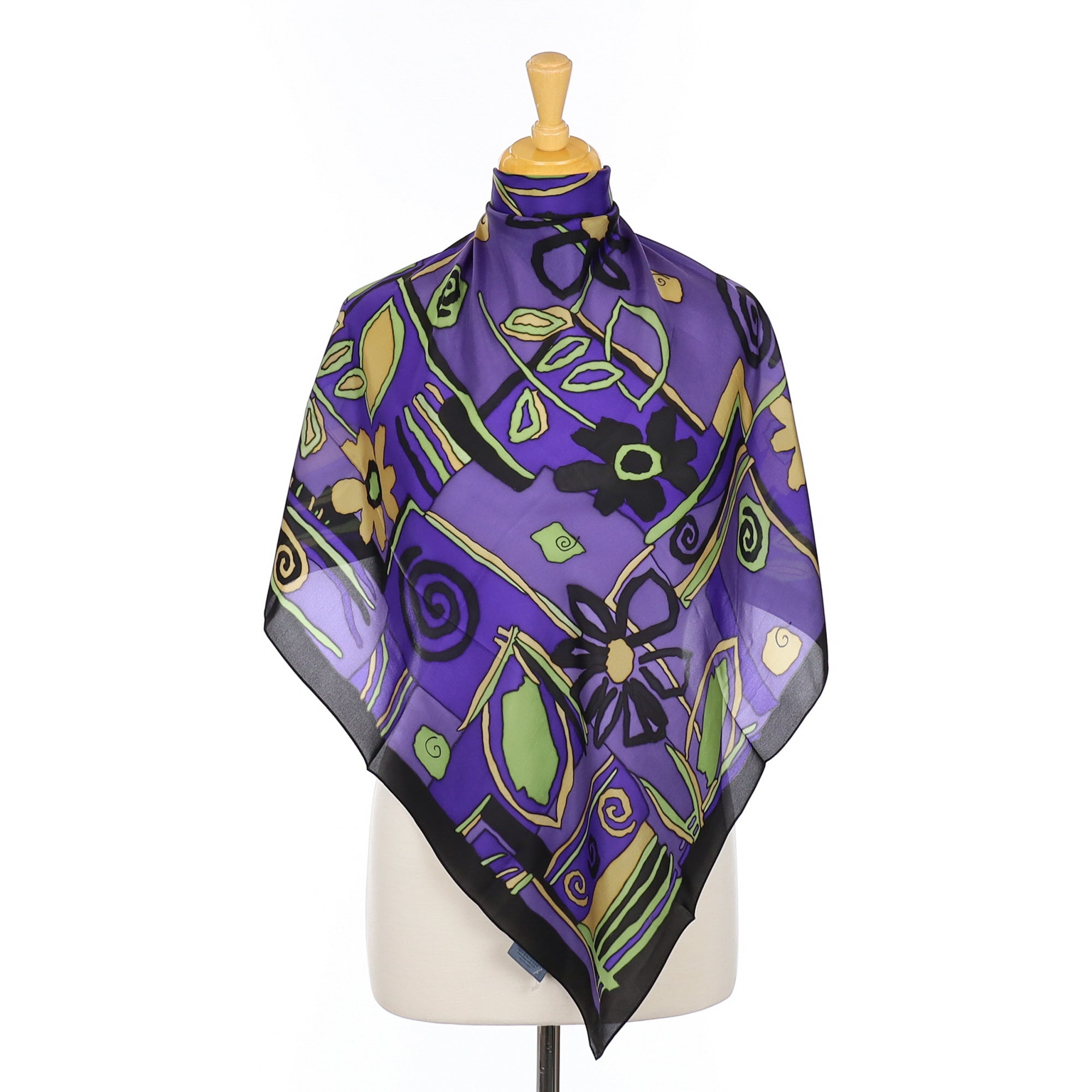 Brand New Abstract Purple Silk Scarf