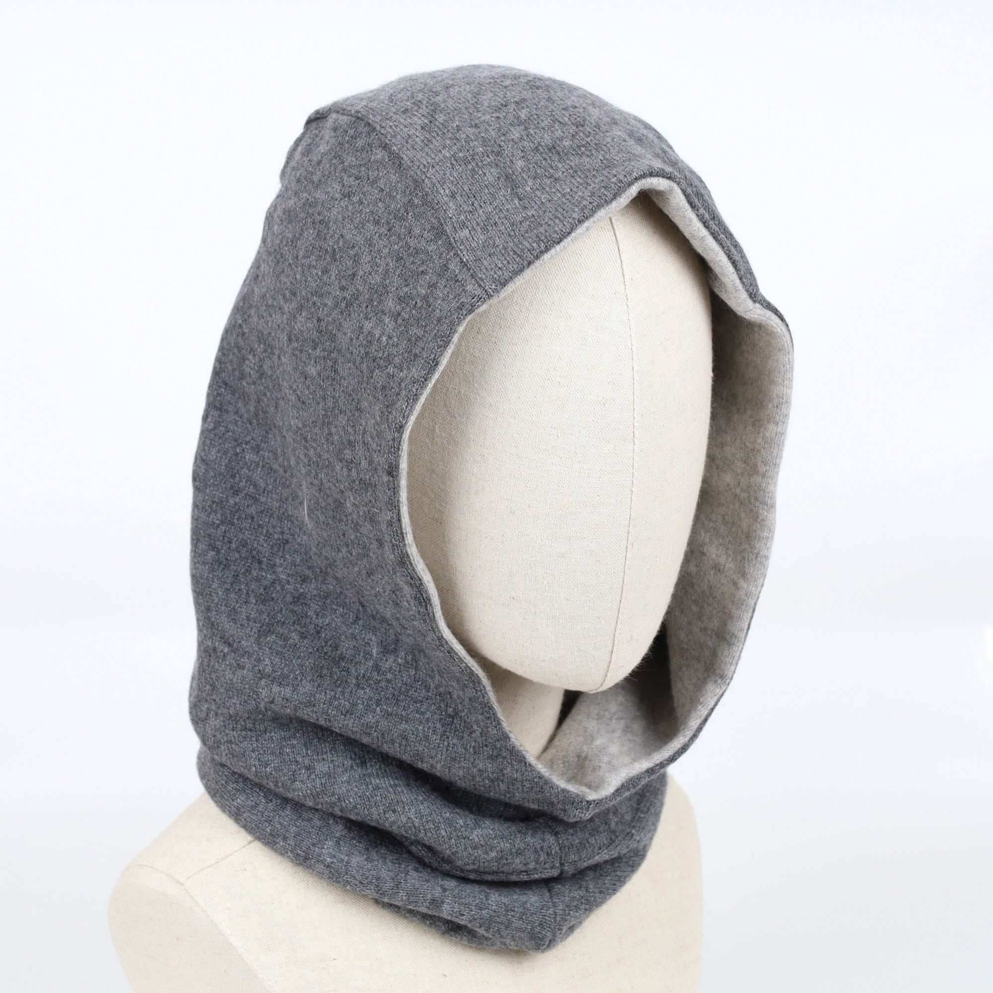 Smoke and Ash Grey Luxury Reversible Cashmere Hood Unisex