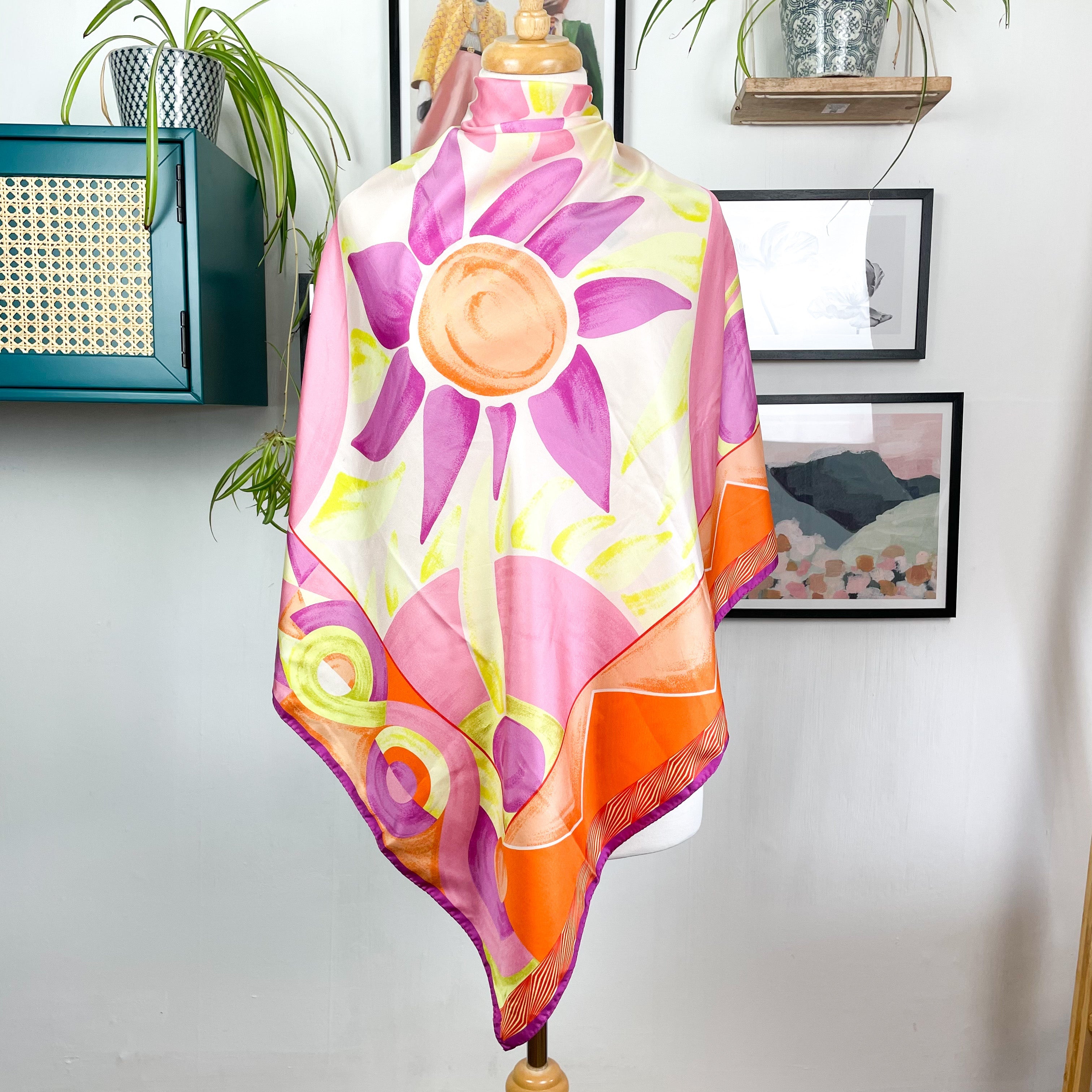 Versace Psychedelic Bright Designer Silk Scarf