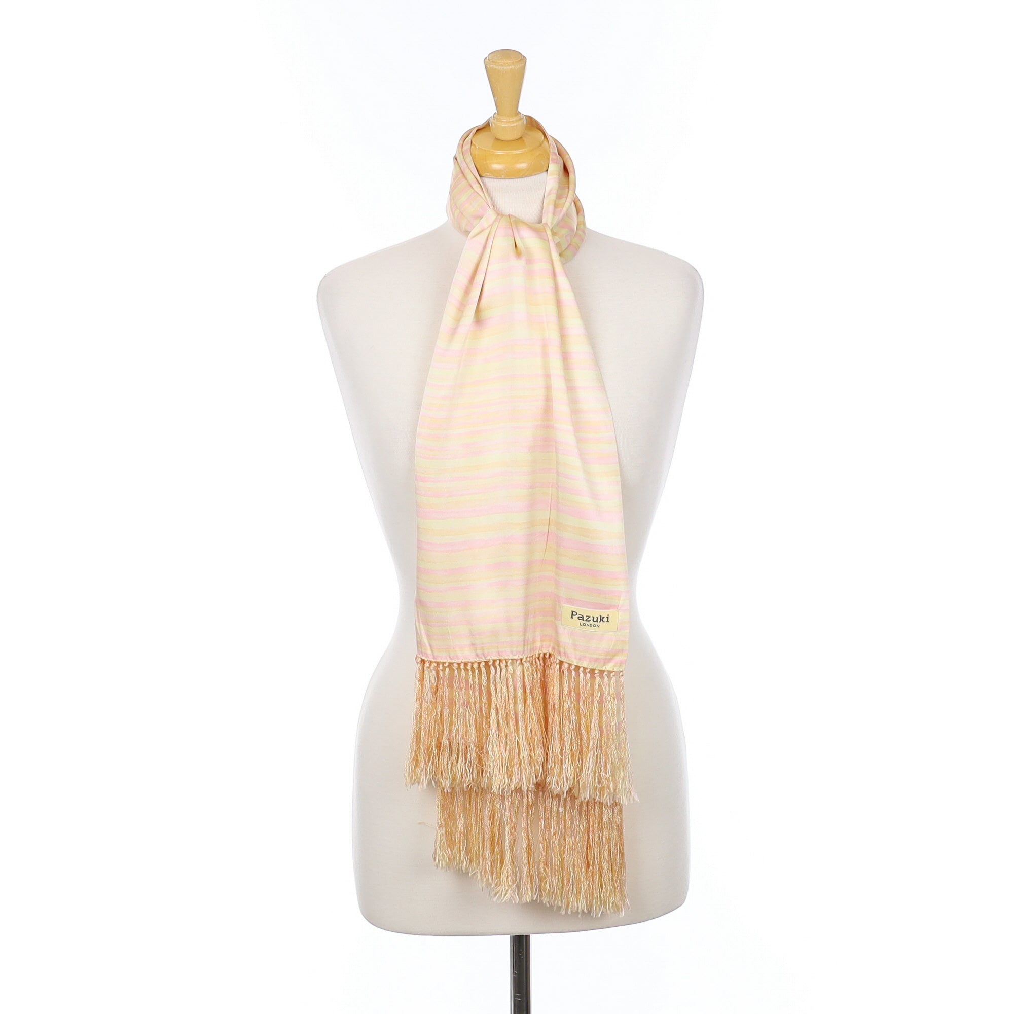 Striped Pastel Long Silk Scarf