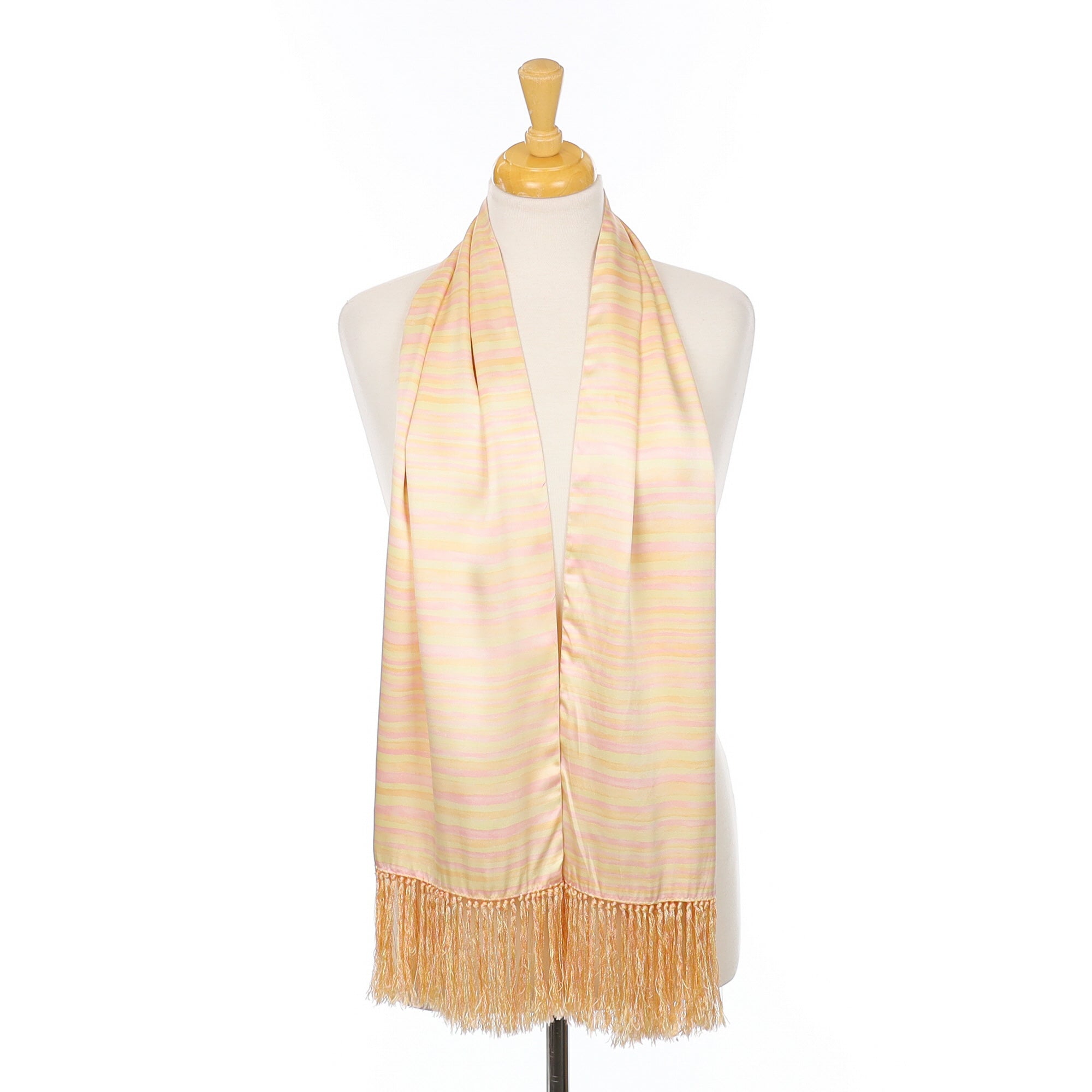 Striped Pastel Long Silk Scarf