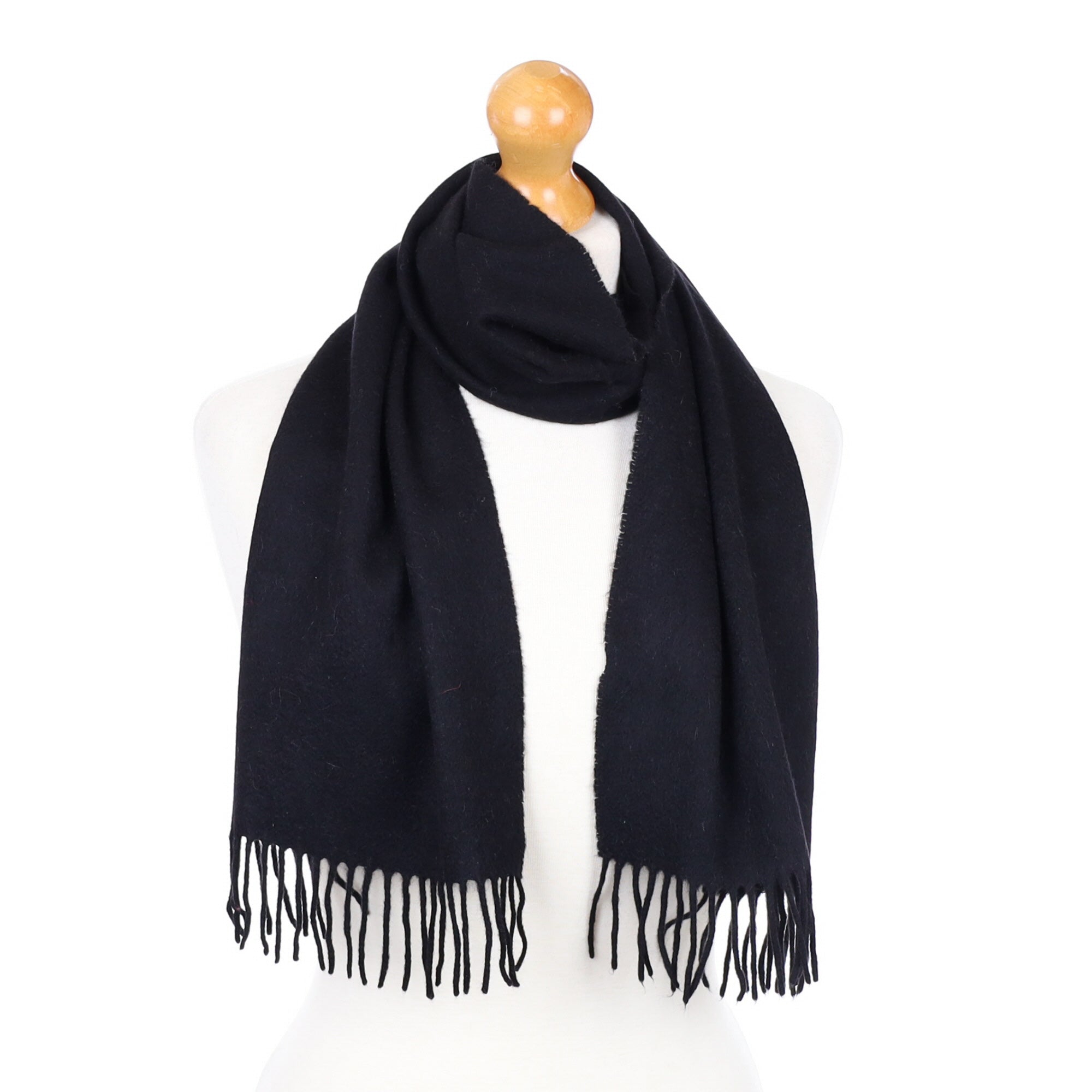 Black Fringed Cashmere Woven Scarf