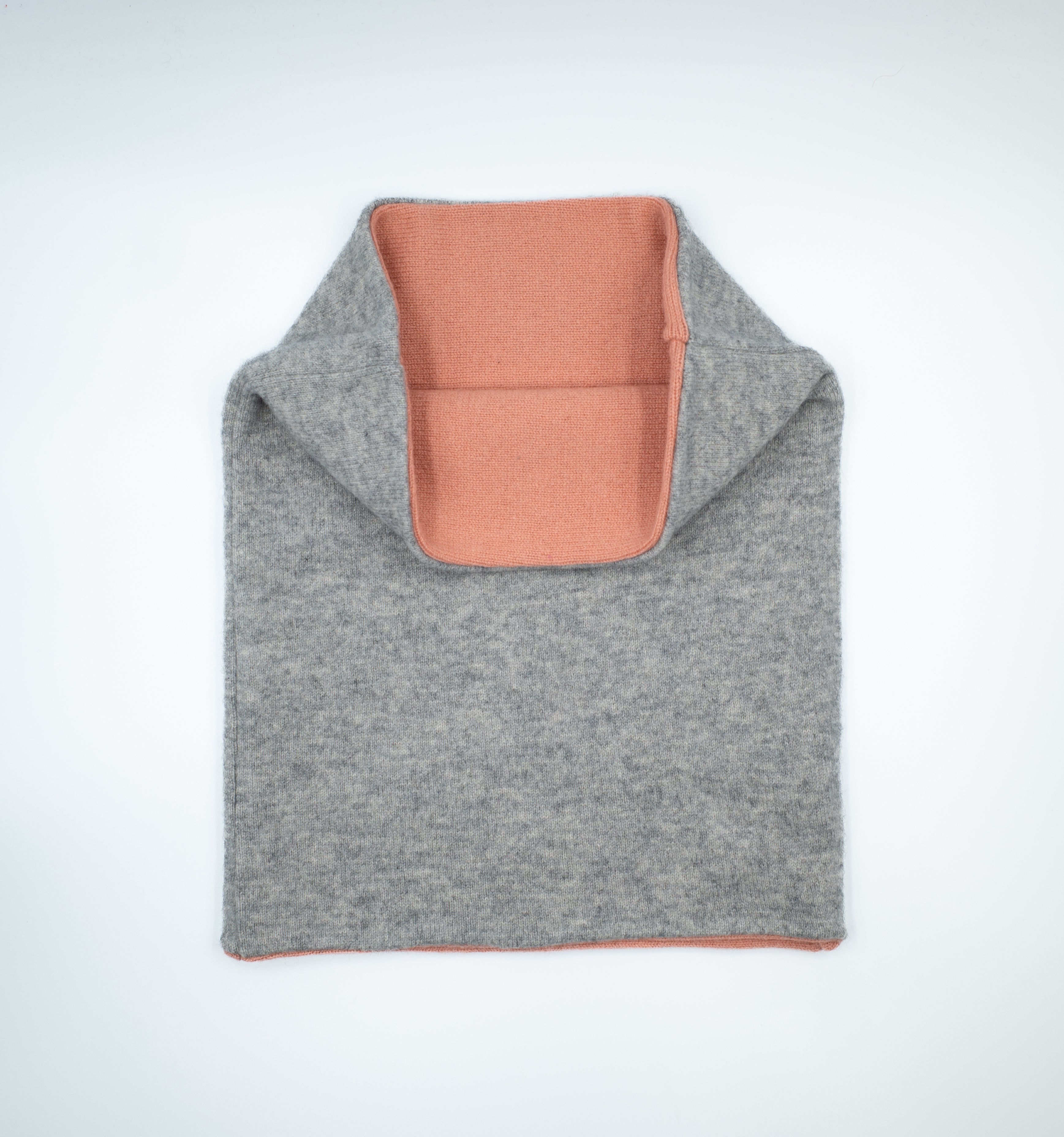 Smoke Grey and Coral Luxury Double Layered Snood