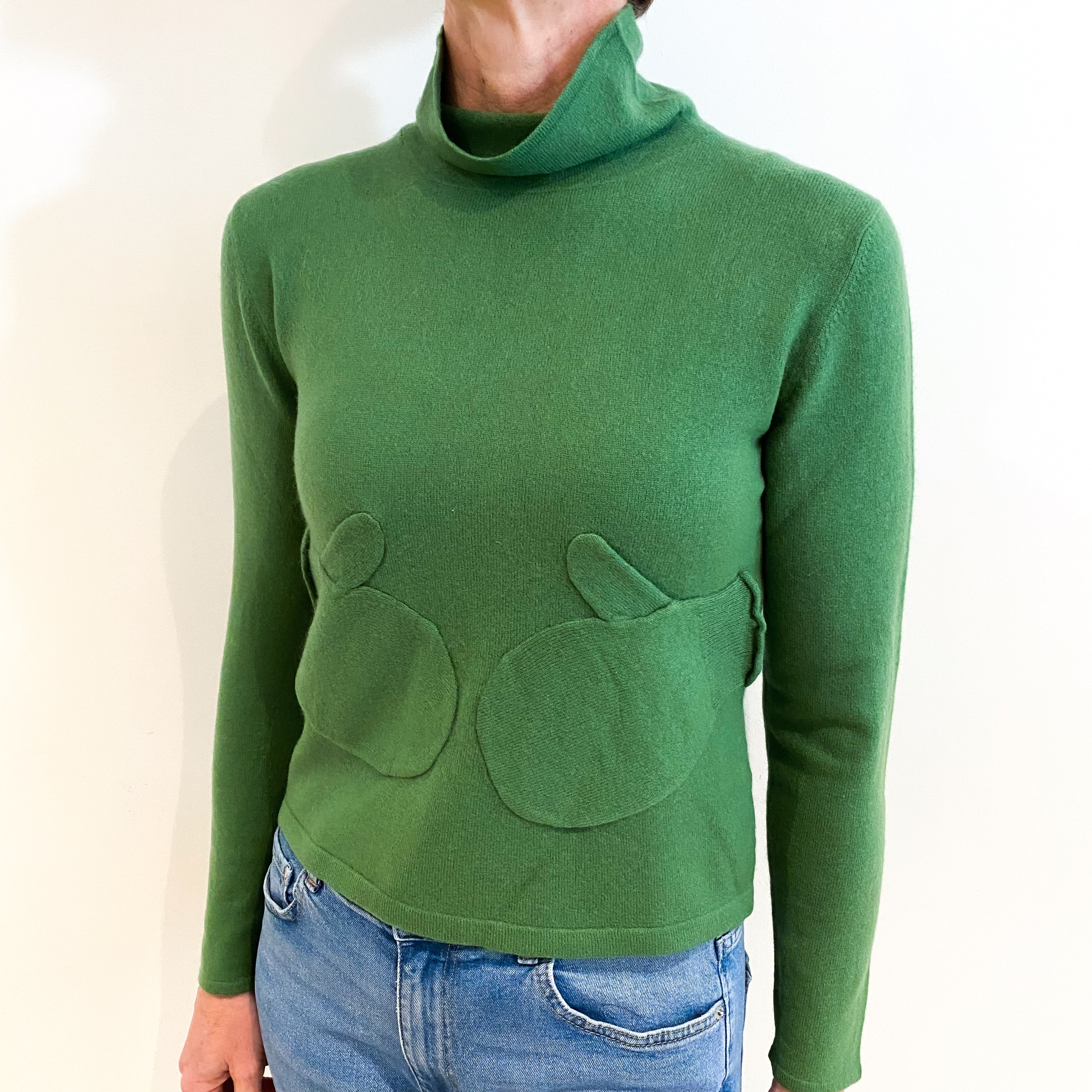 Fern Green Cashmere Funnel Neck Jumper Small