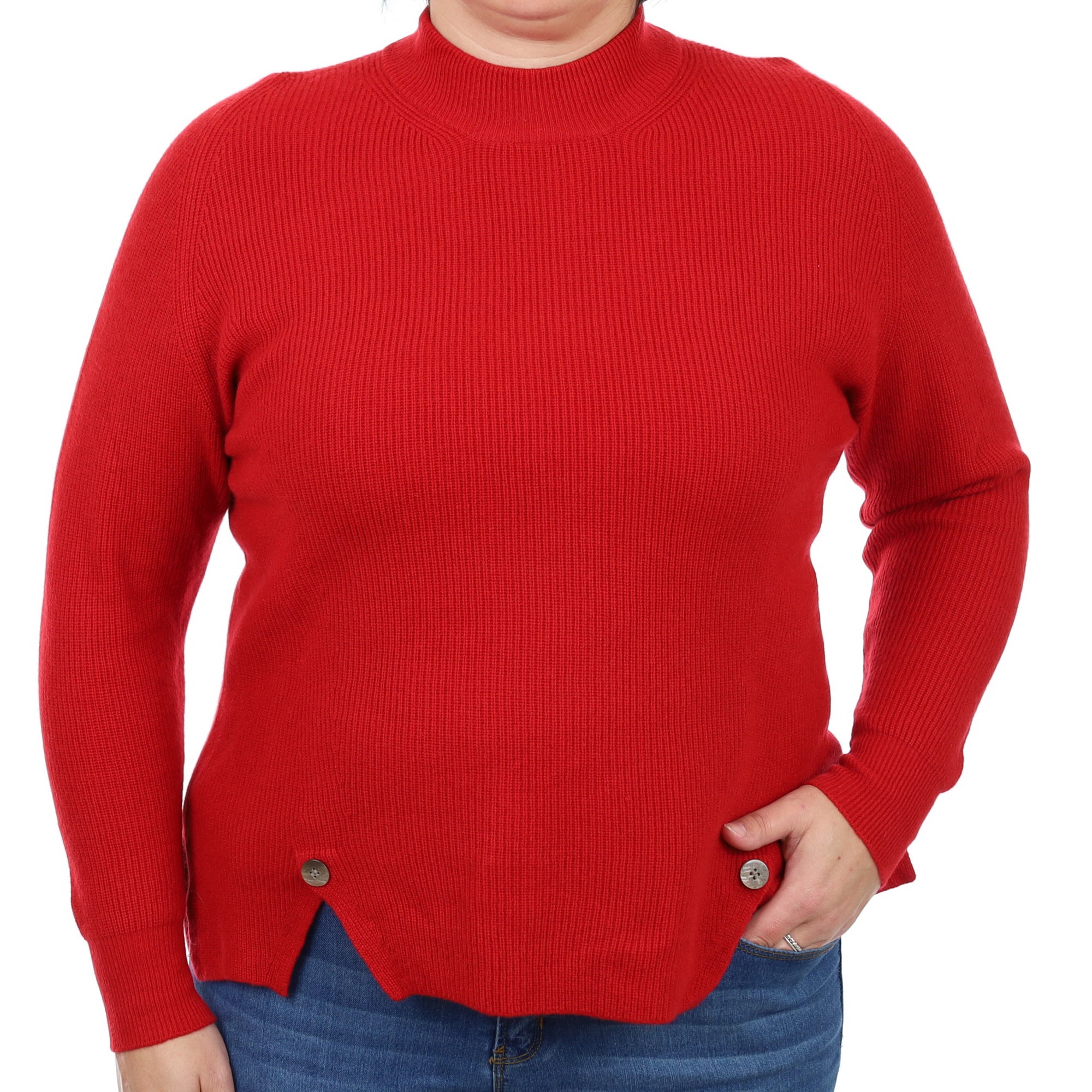 Scarlet Red Cashmere Turtle Neck Jumper Large