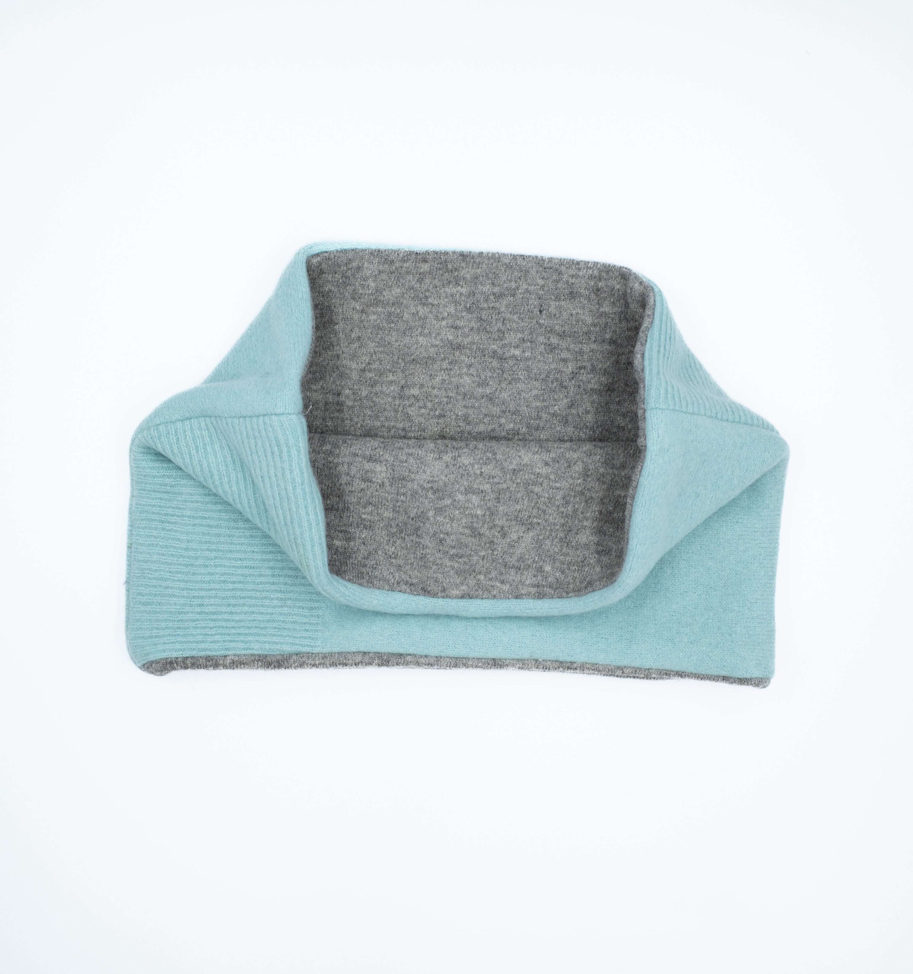 Aqua Blue Pattern Knit and Smoke Grey Neck Warmer