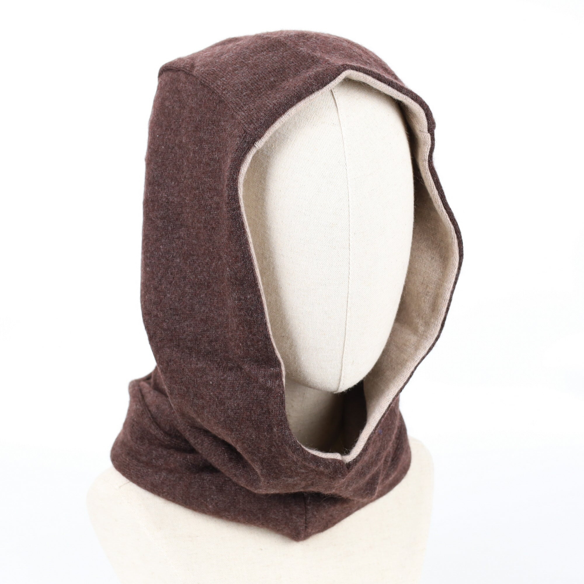 Chocolate Brown and Oatmeal Luxury Reversible Cashmere Hood Unisex