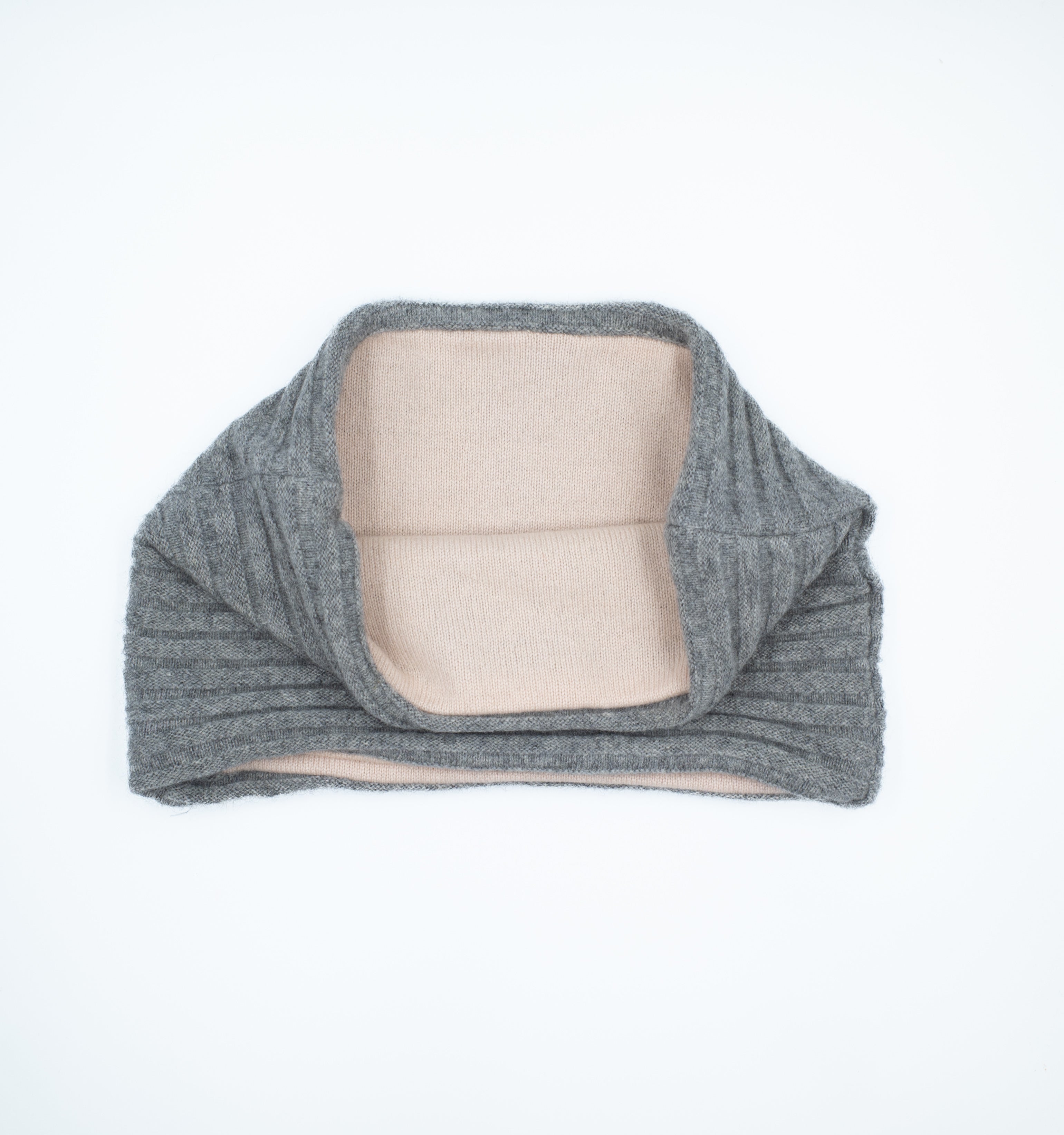 Smoke Grey Rib Knit and Palest Peach Neck Warmer