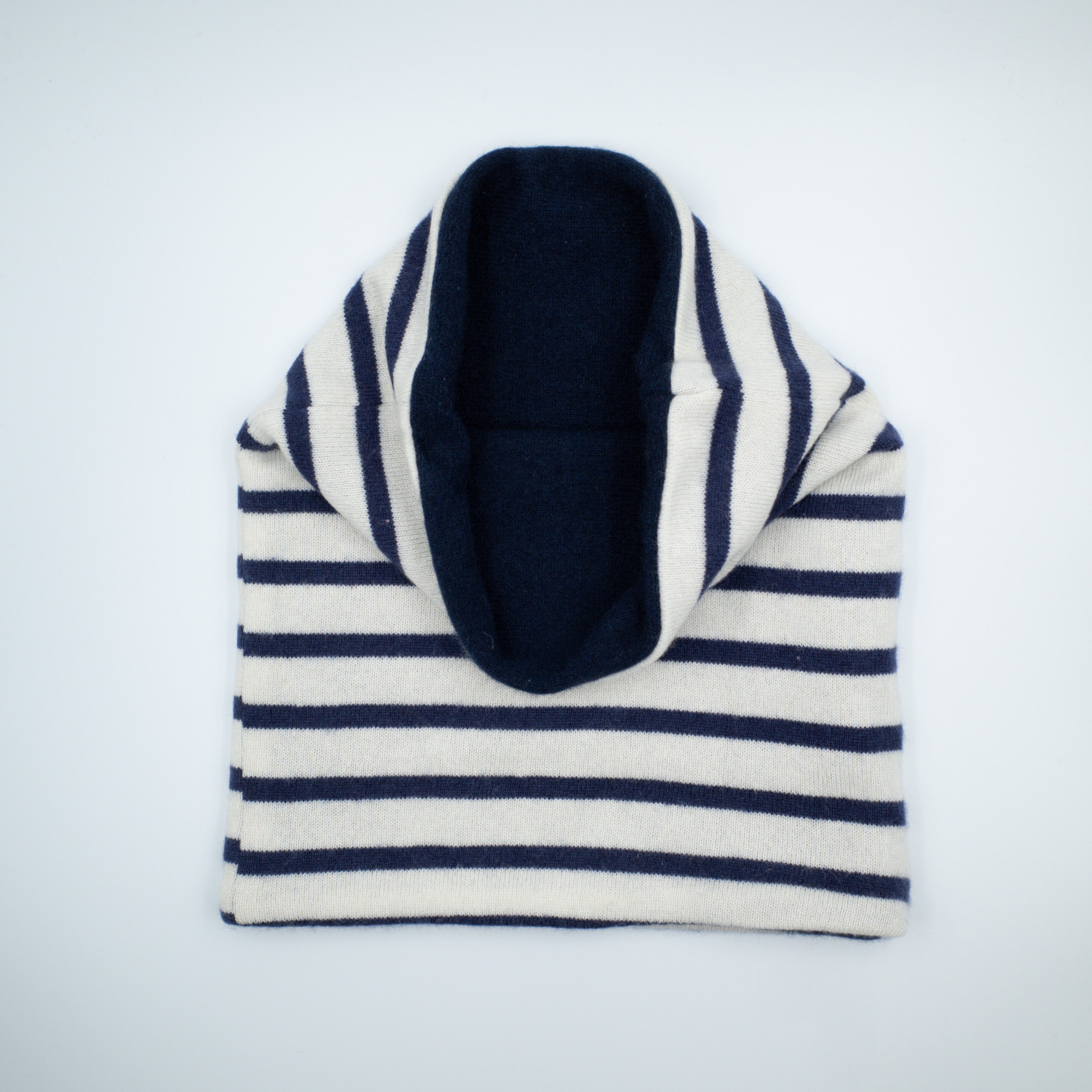 Dark Navy and Cream Stripe Luxury Double Layered Snood