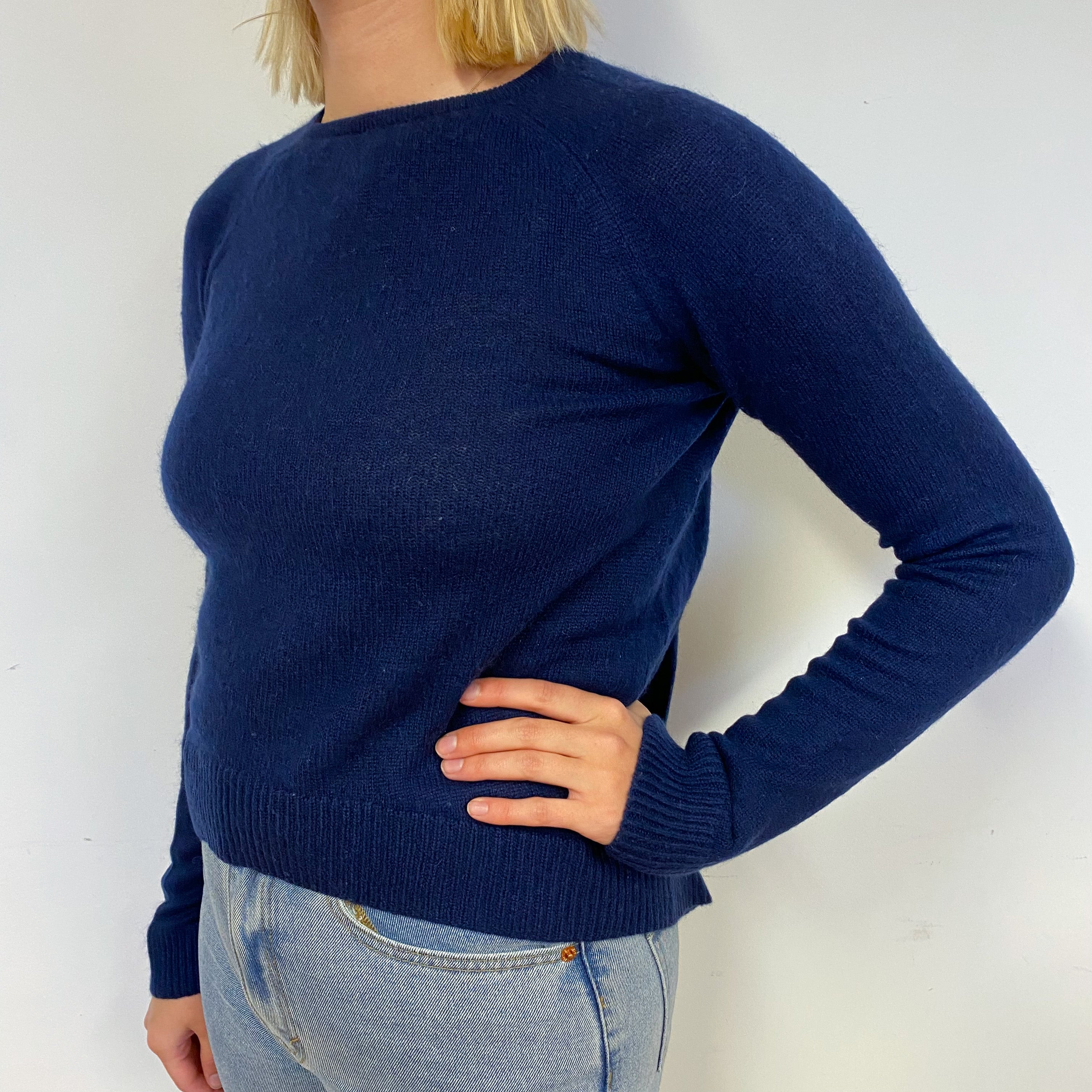 Navy Blue Cashmere Crew Neck Jumper Small