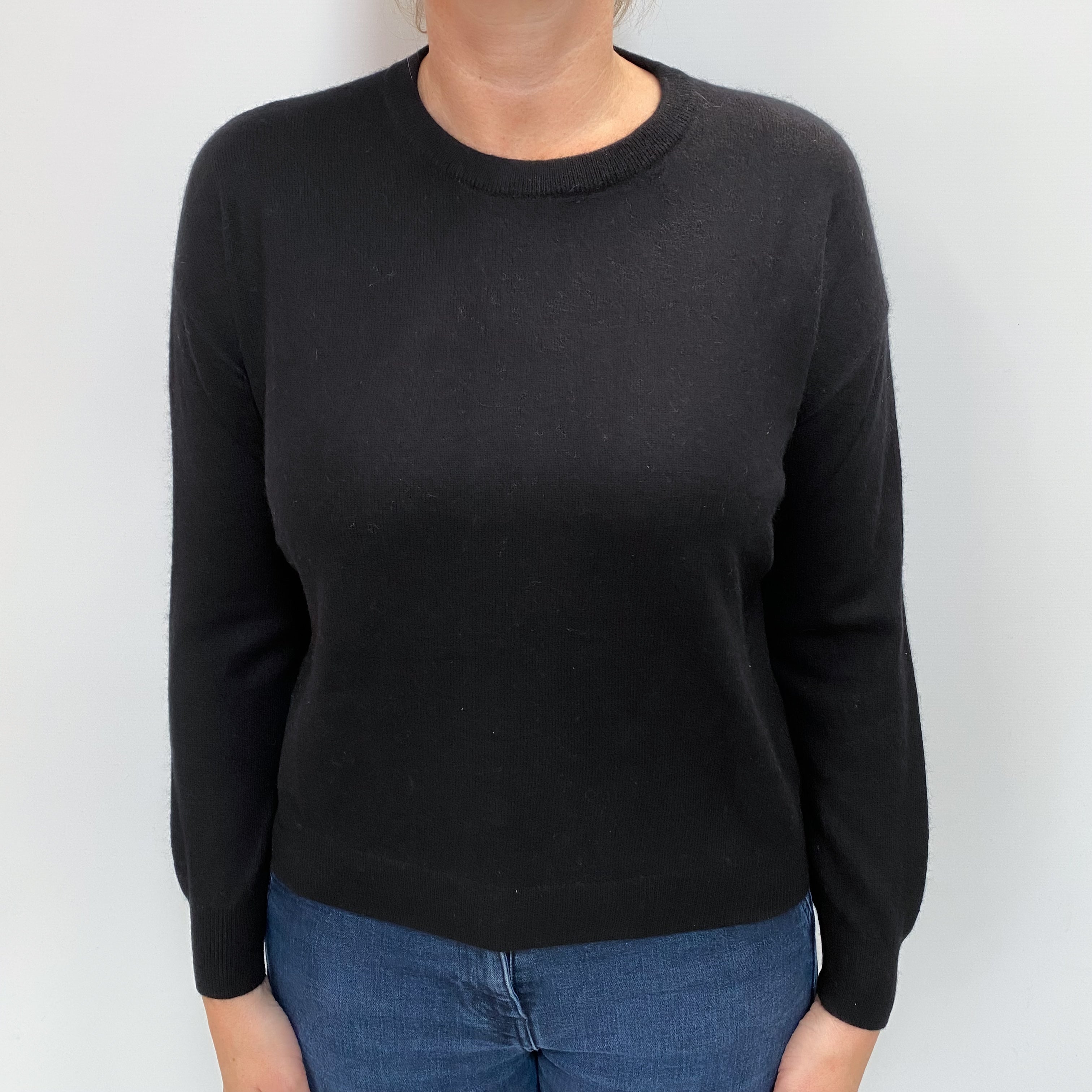 Black Cashmere Crew Neck Jumper Large