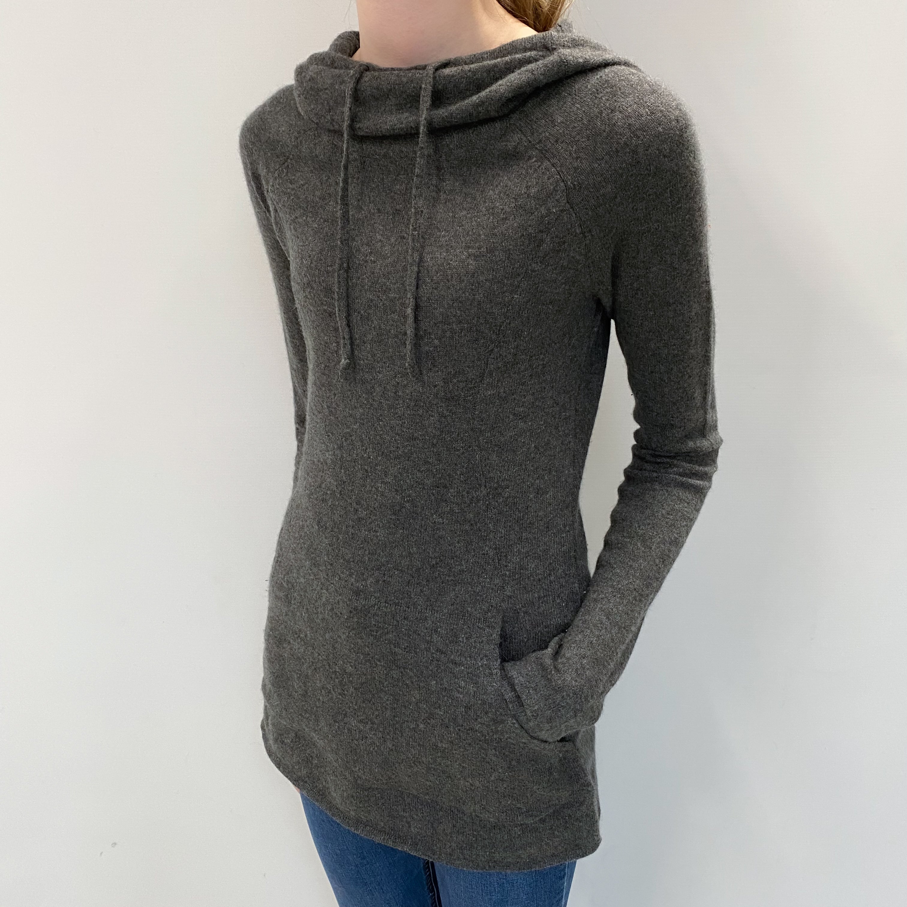 Slate Grey Cashmere Hoodie Extra Small