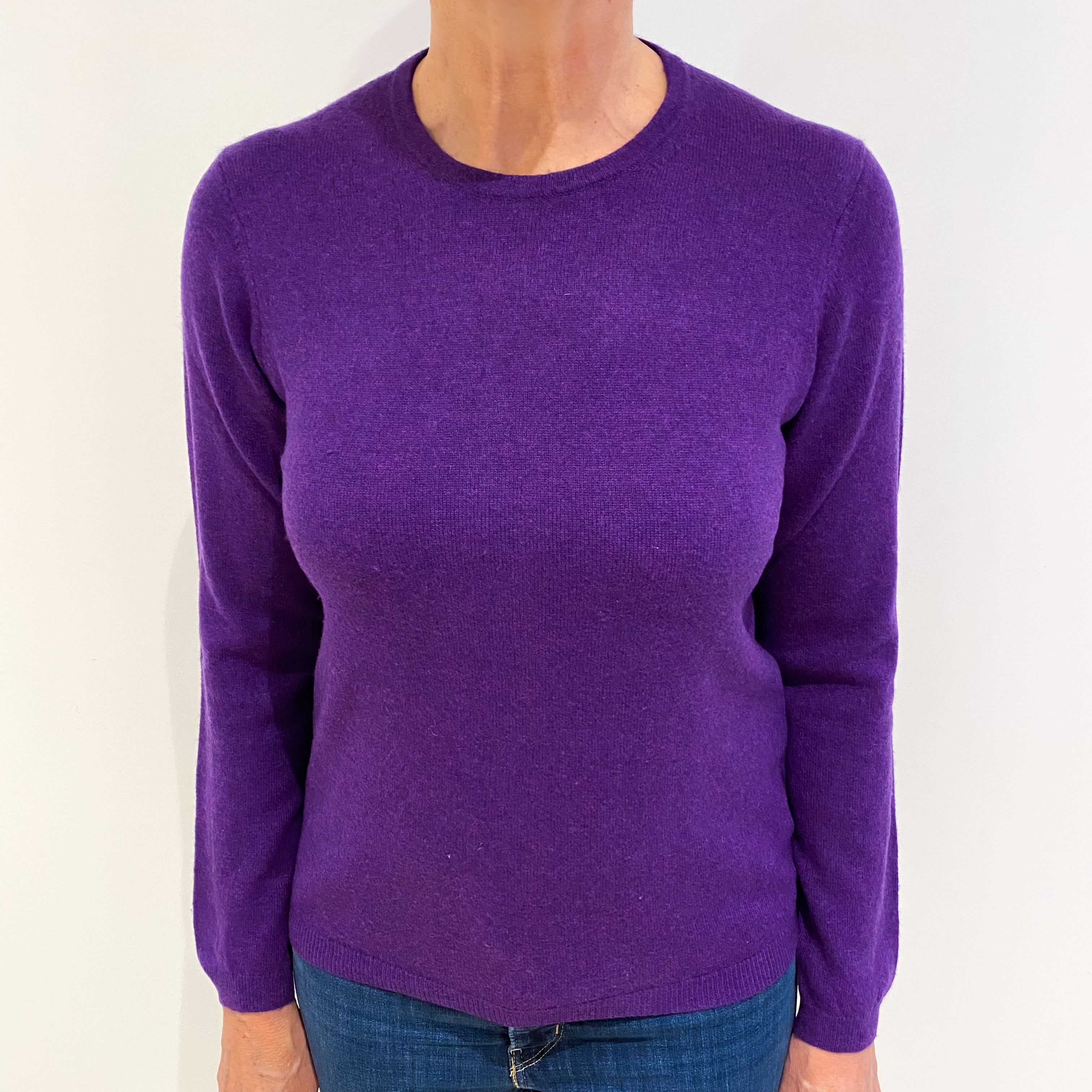 Viola Purple Cashmere Crew Neck Jumper Medium