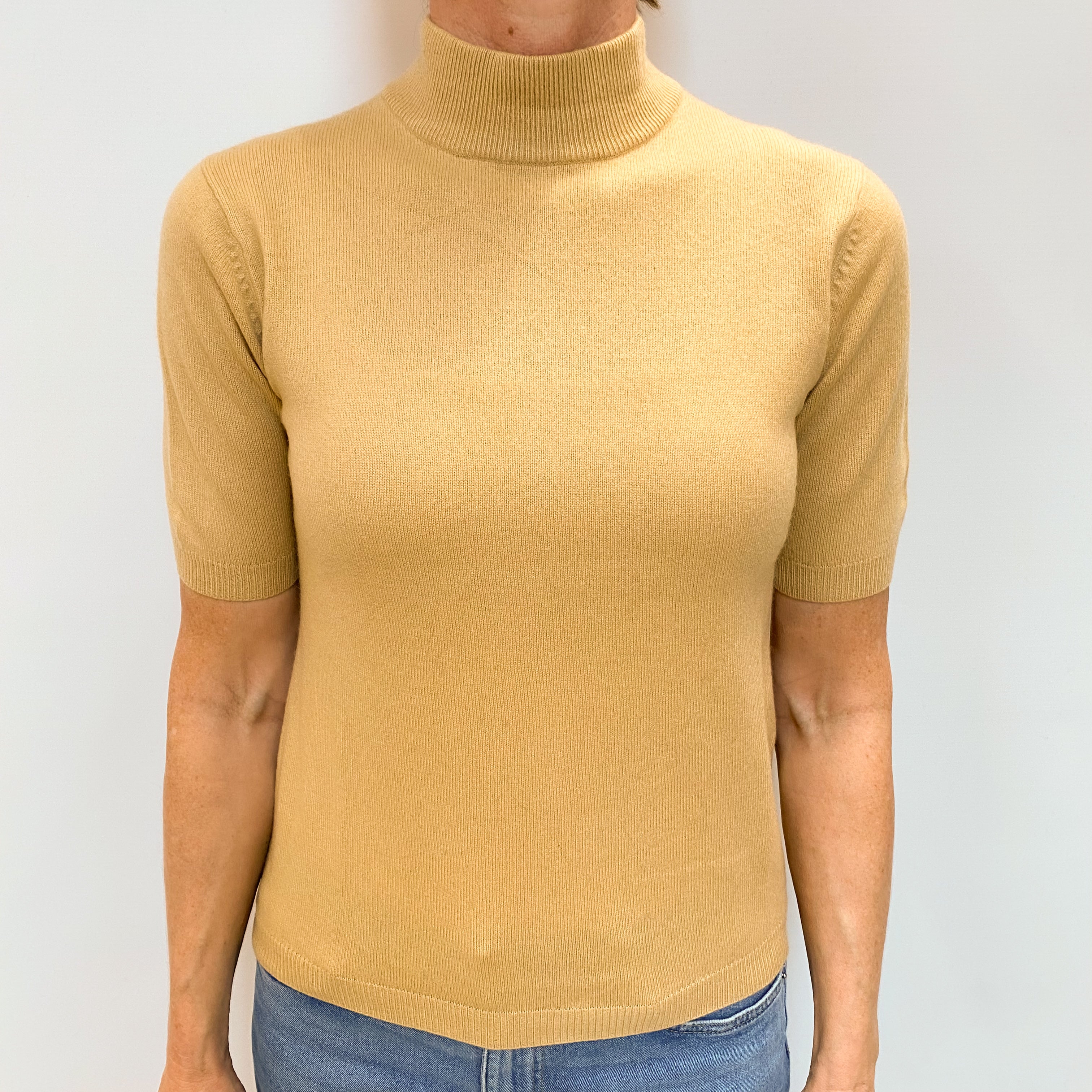 Sand Beige Cashmere Turtle Neck Jumper Small