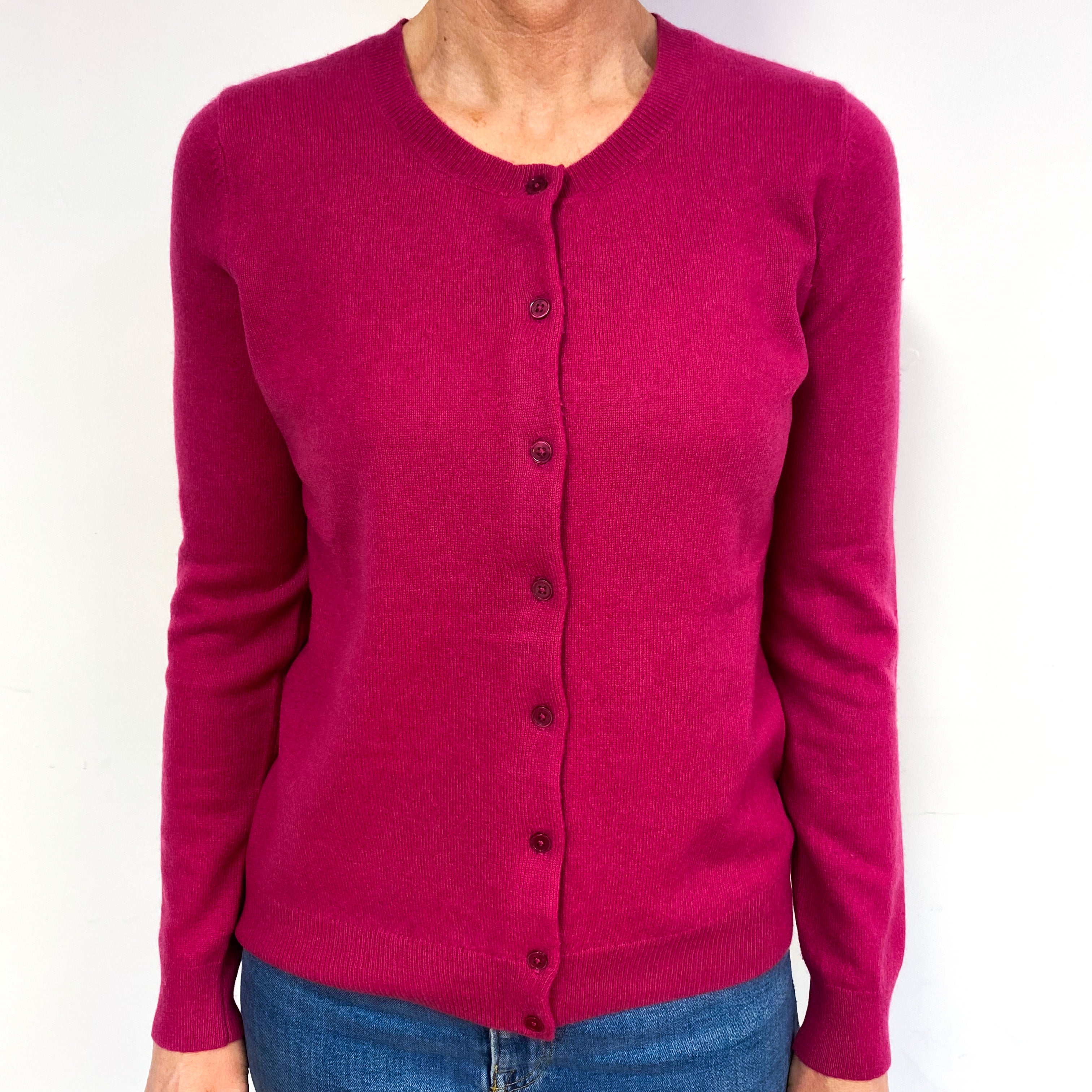 Dark Fuchsia Cashmere Cardigan Medium