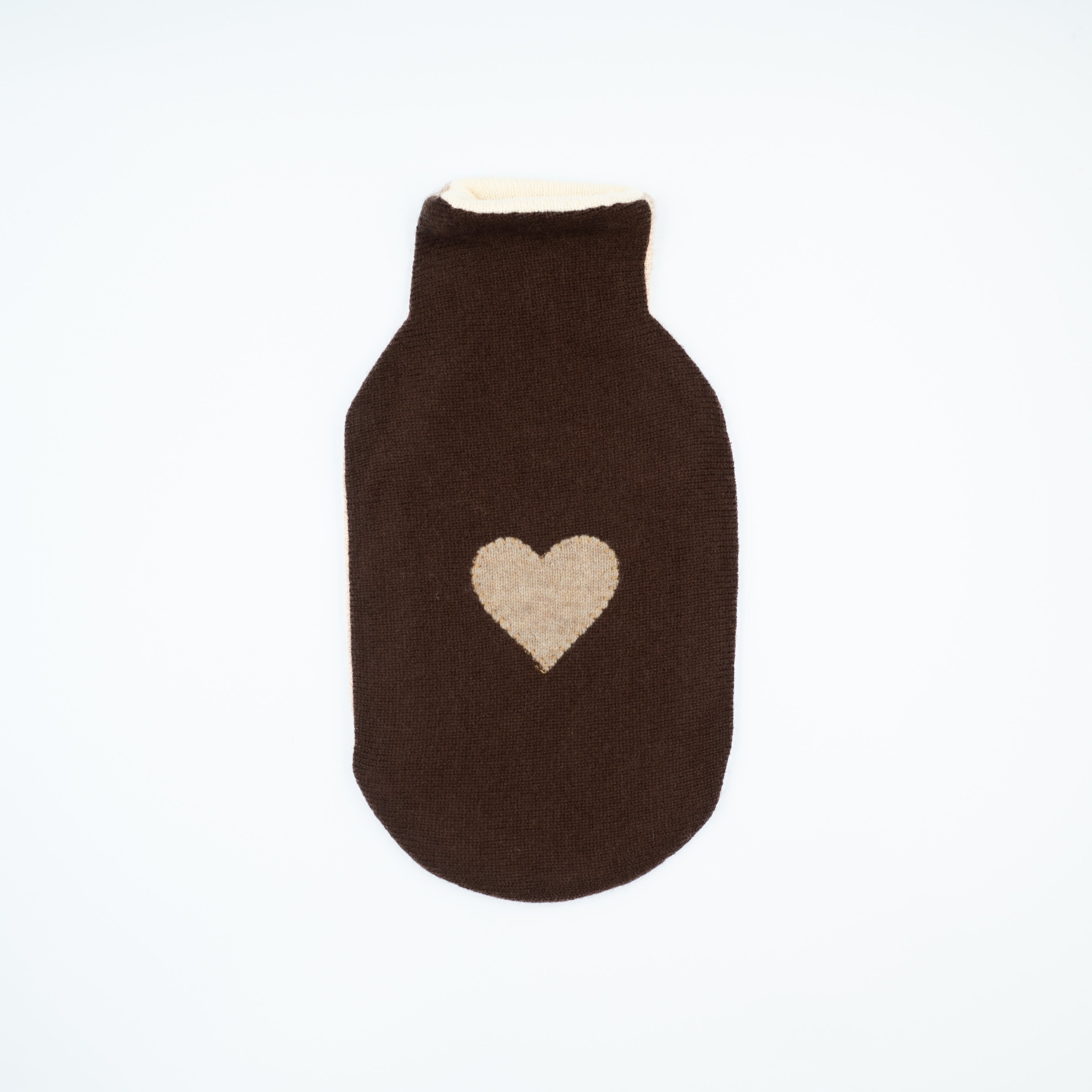 Chocolate Brown and Camel Cashmere Small Hot Water Bottle