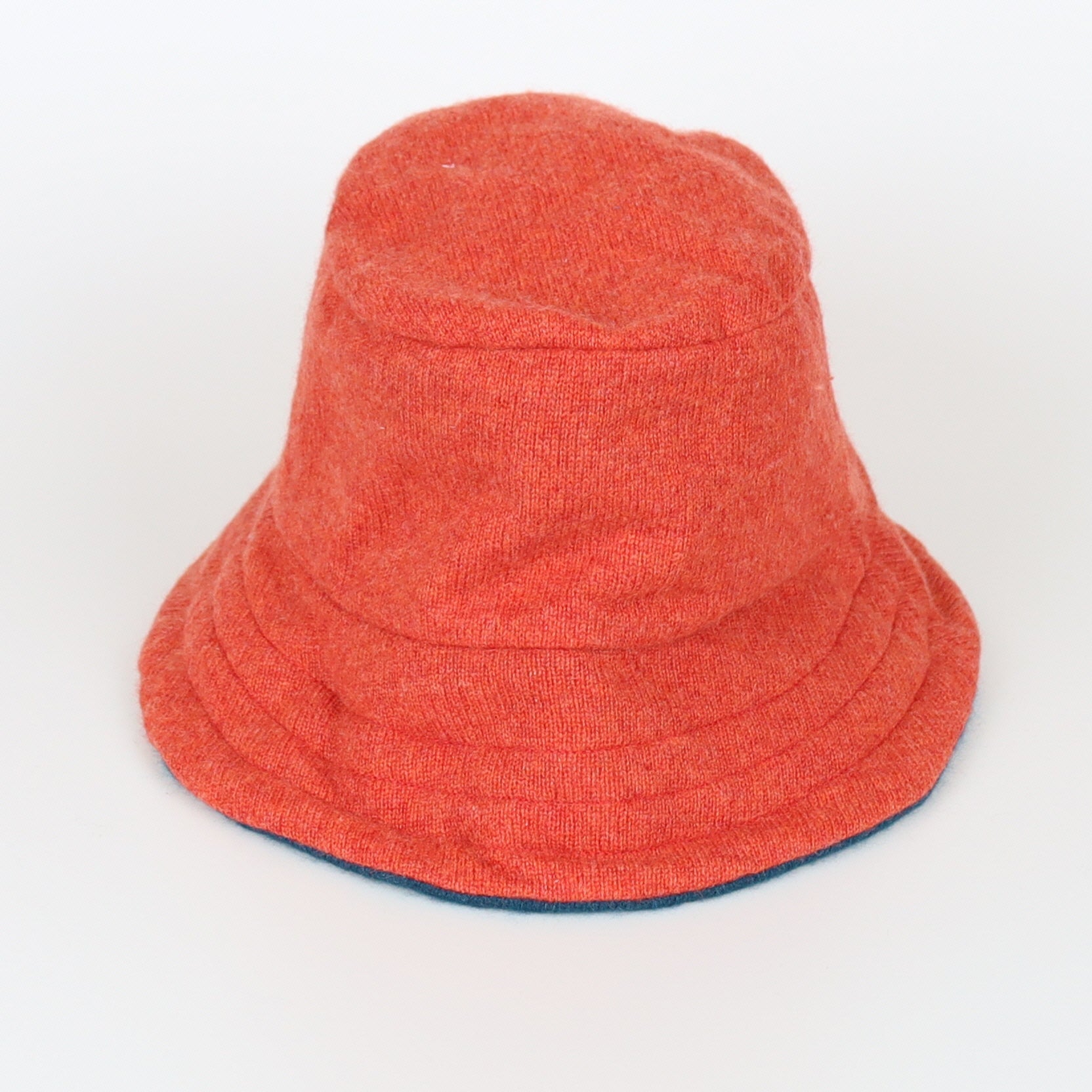 Crab Orange Reversible Cashmere Bucket Hat Small