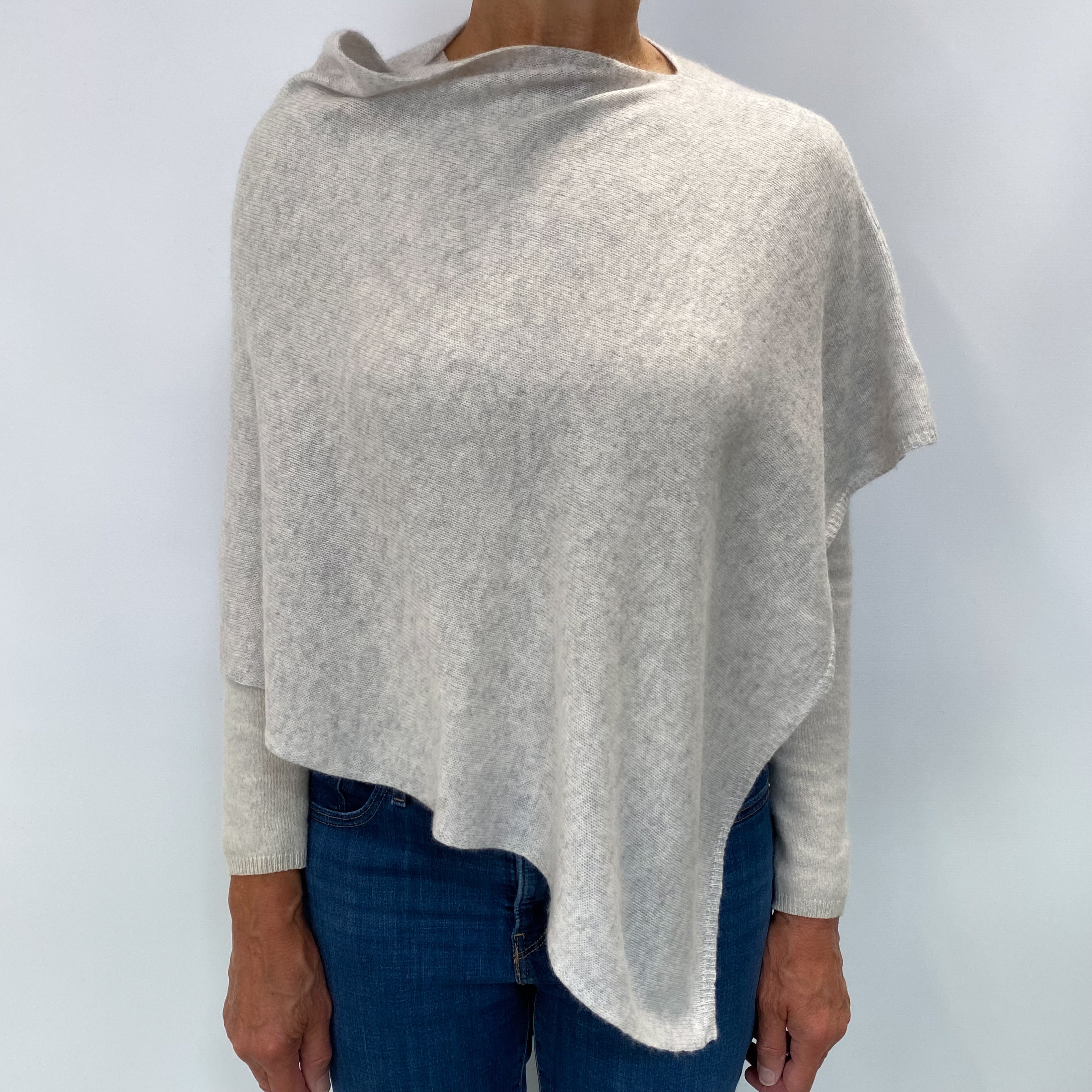 Mist Grey Cashmere Poncho One Size