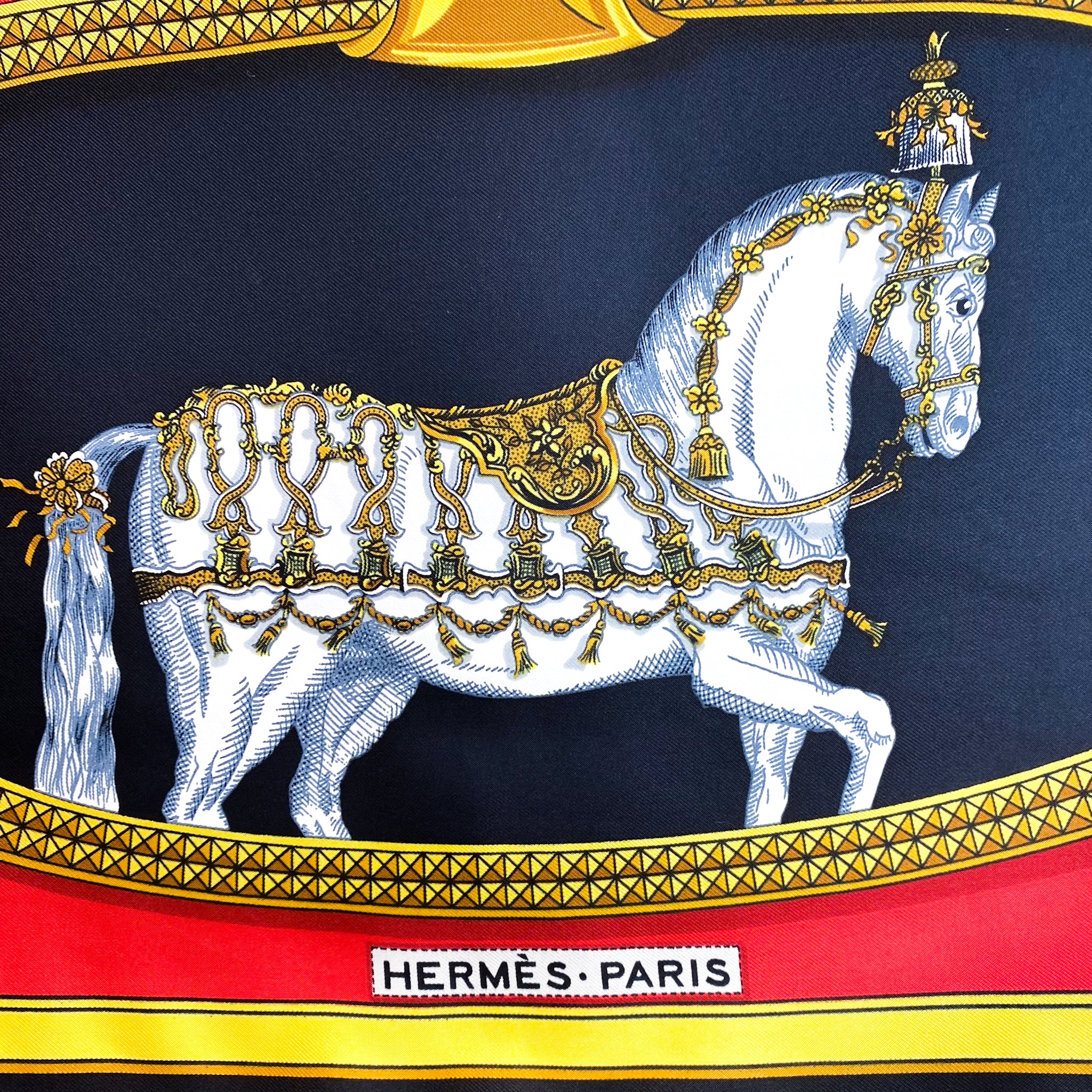 Unworn Boxed Hermes Grand Aparet Vintage Silk Scarf