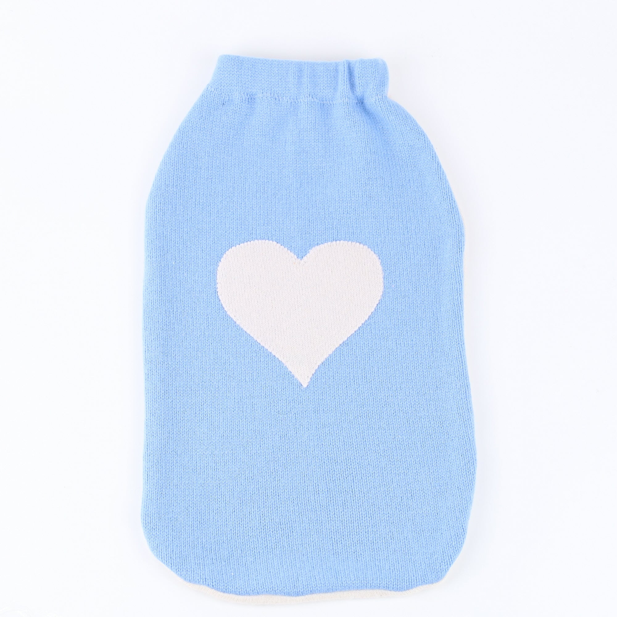 Sky Blue and Cream Cashmere Large Hot Water Bottle