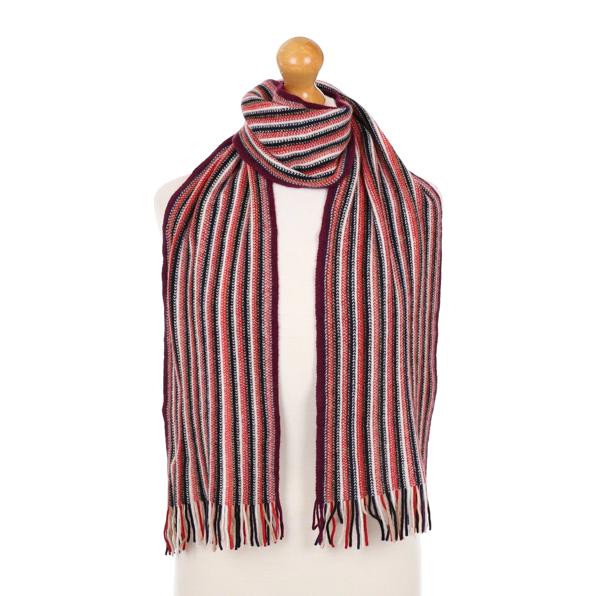 Brand New Cashmere Scottish Red Multicoloured Striped Scarf