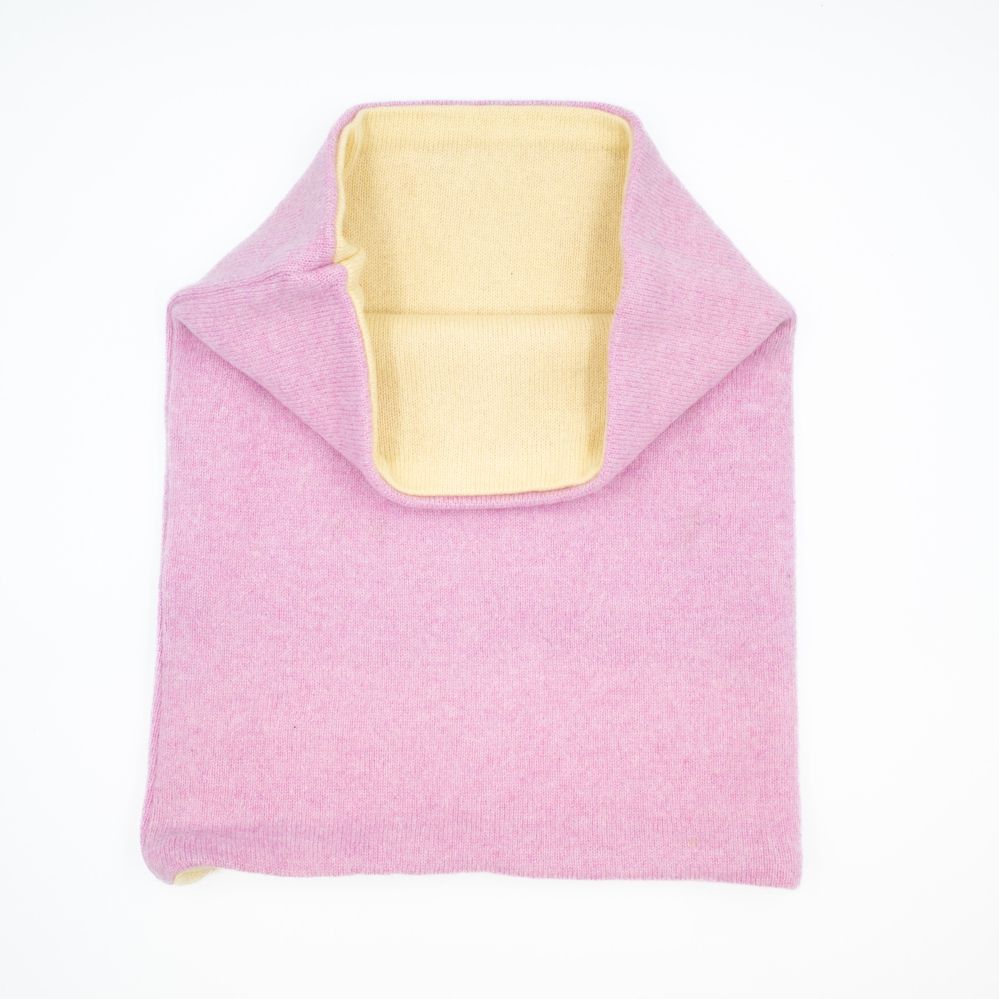 Loganberry Pink and Custard Yellow Double Layered Snood