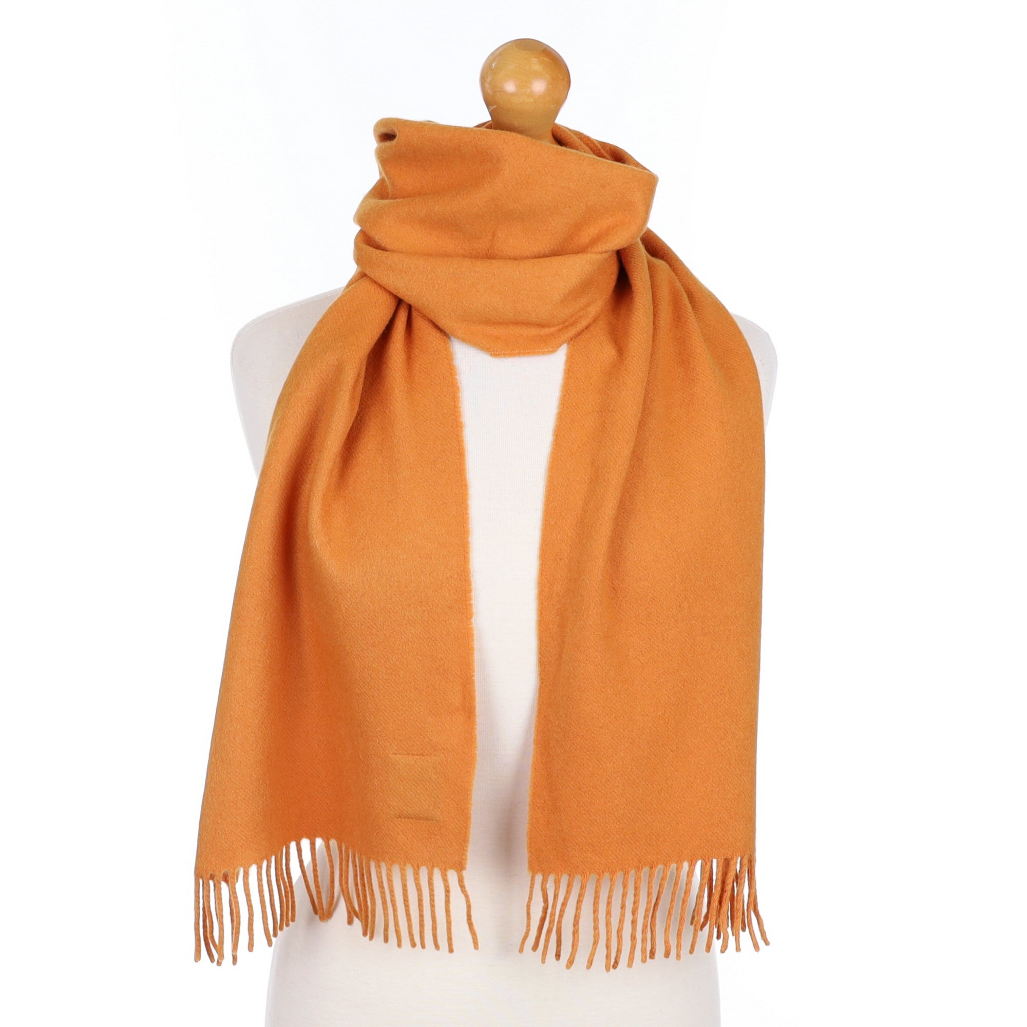 Sienna Orange Cashmere Fringed Woven Scarf