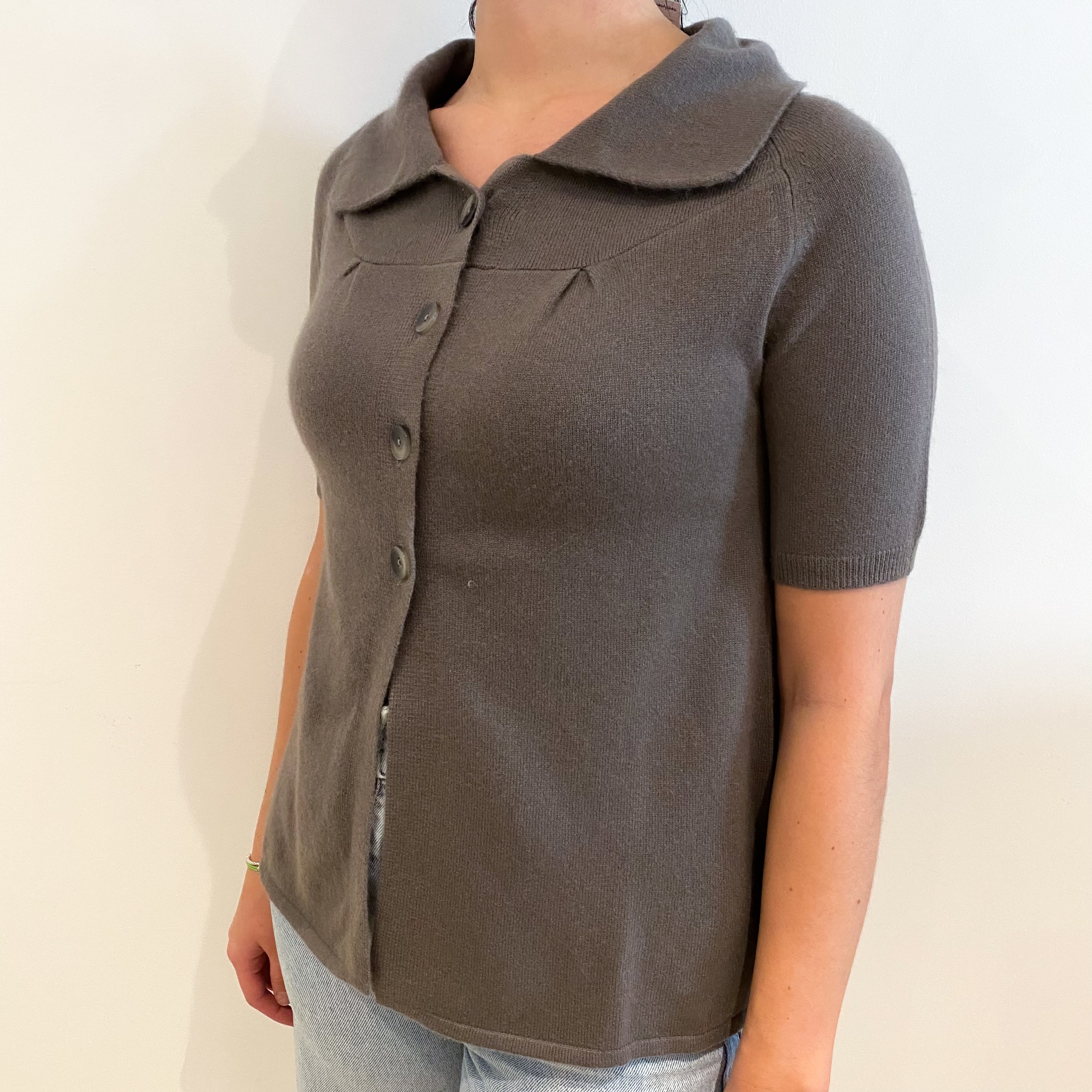 Mocha Brown Short Sleeved Cashmere Jacket Small