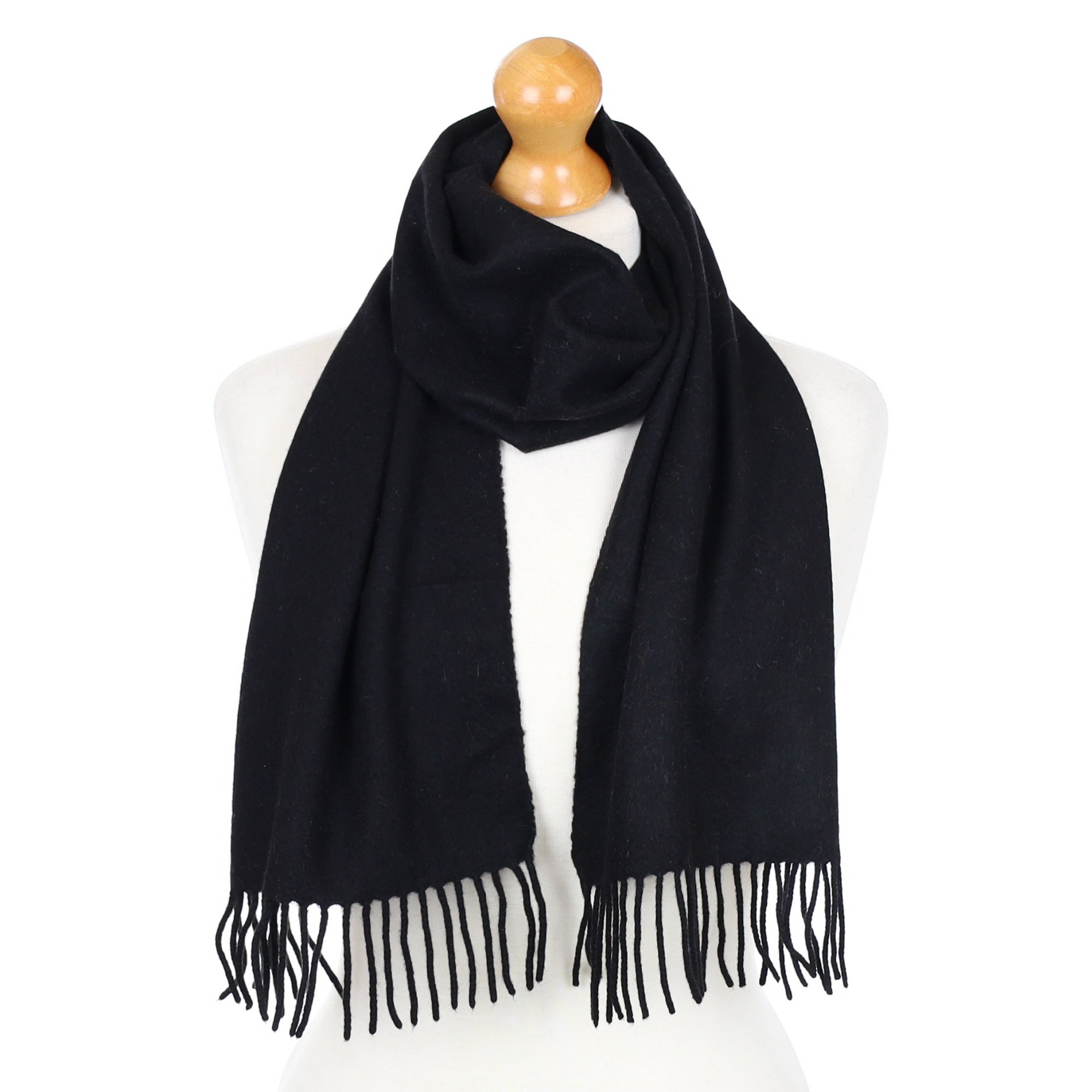 Black Fringed Cashmere Woven Scarf