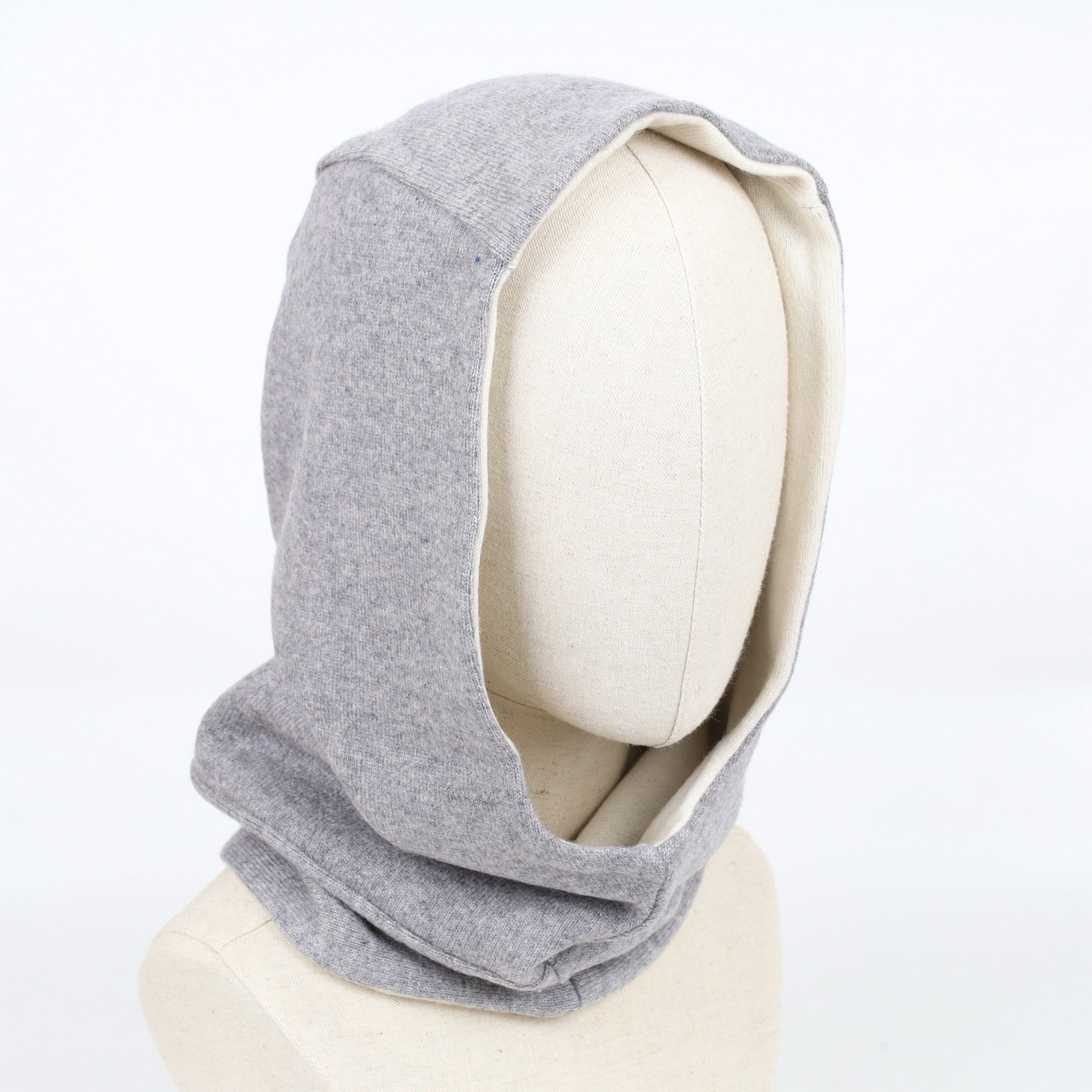 Grey and Cream Luxury Reversible Cashmere Hood Unisex