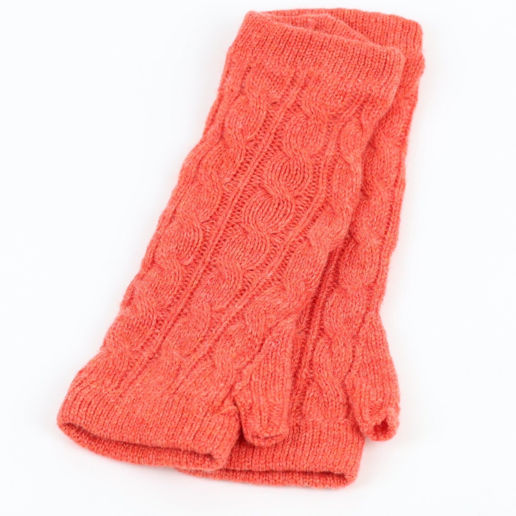 Brand New Scottish Crab Orange Cable Fingerless Gloves