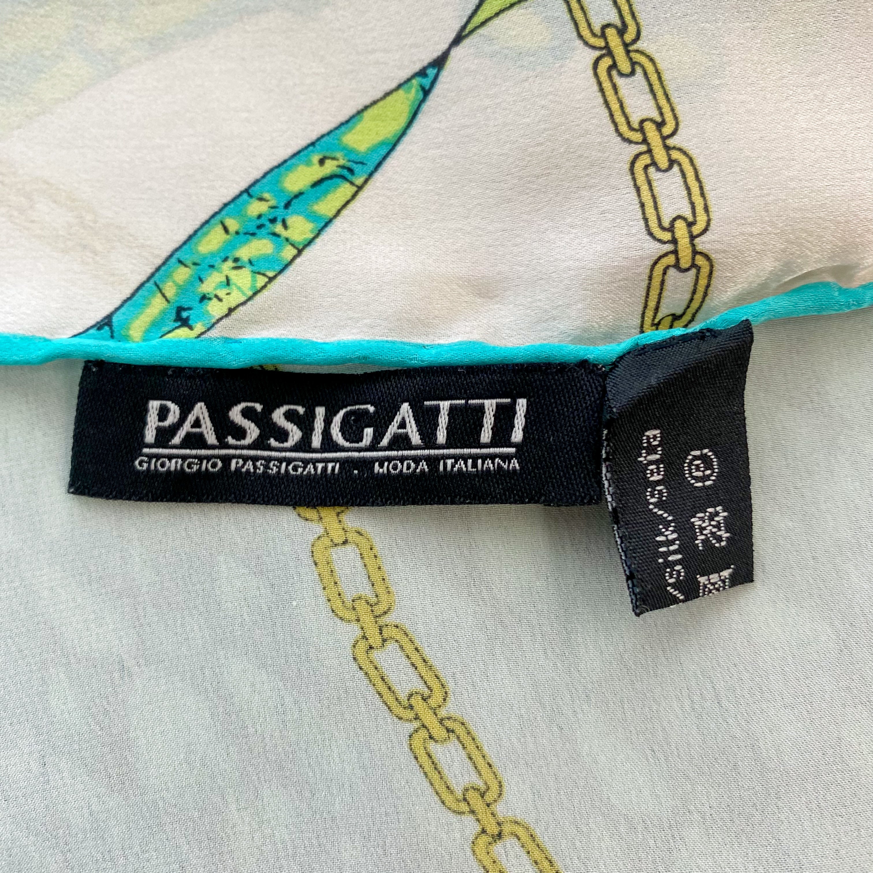 Passigatti Italian Turquoise Design Silk Scarf