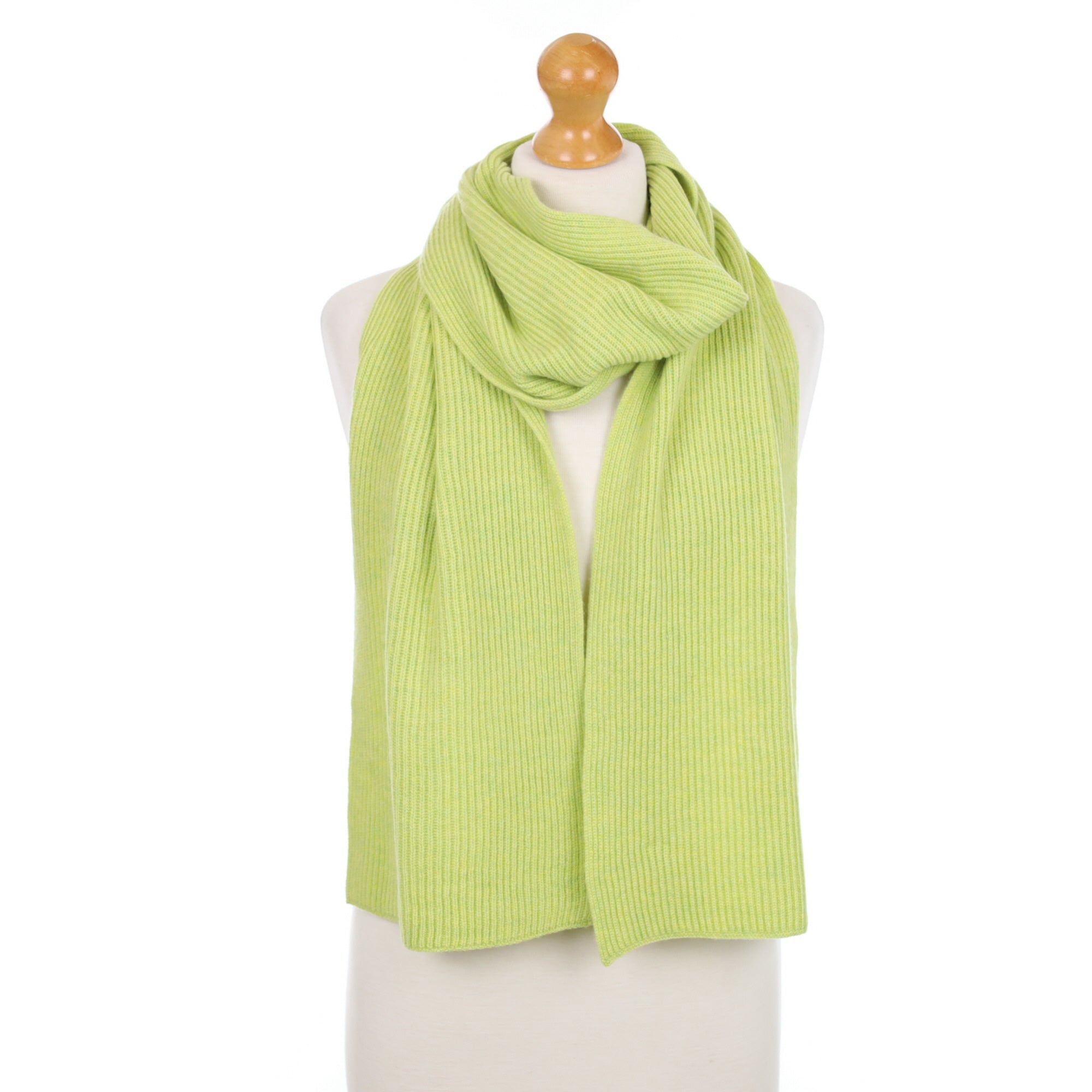 Brand New Scottish Acid Green Rib Cashmere Scarf