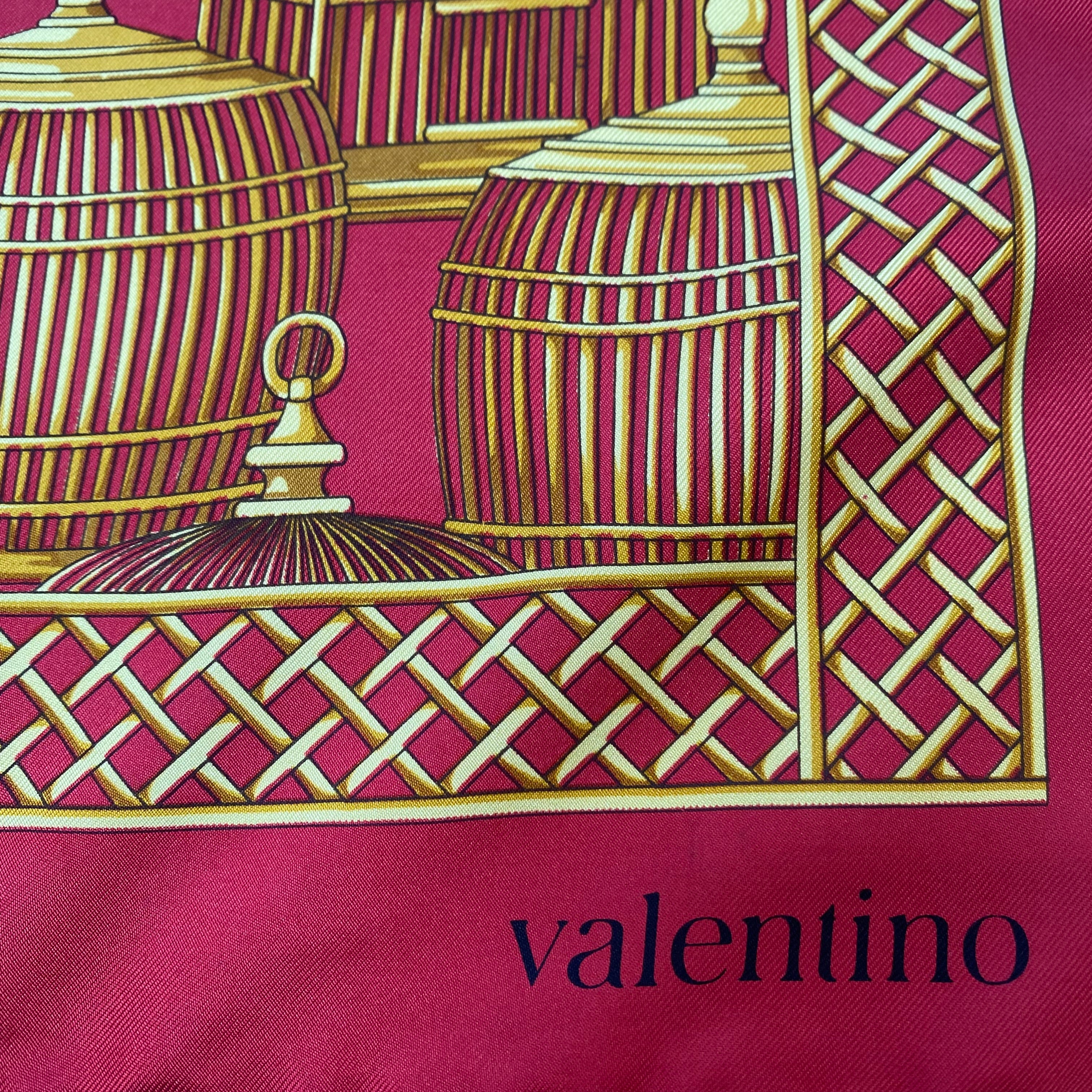 Valentino Designer Red Silk Scarf