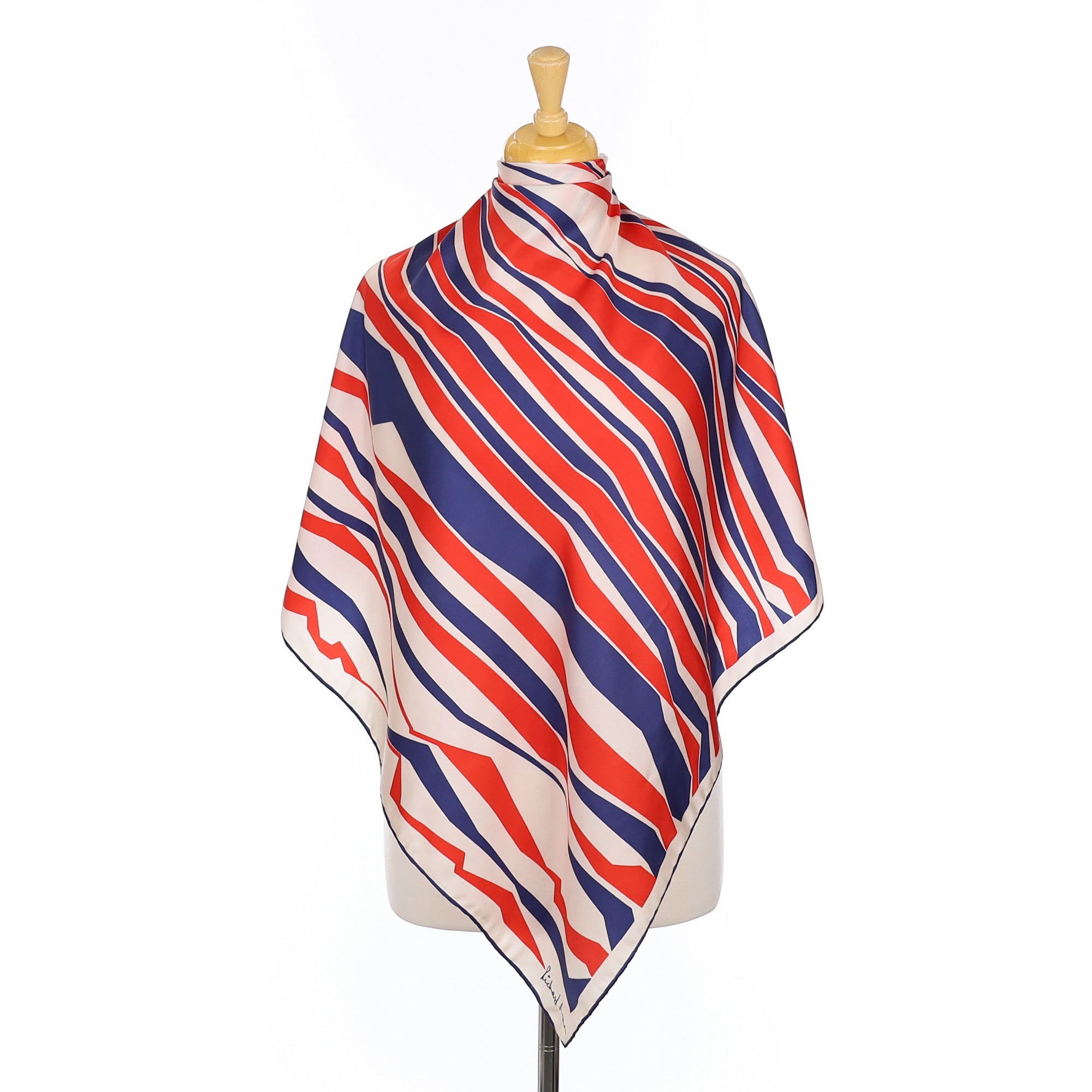 1970’s Richard Allan Vintage Red and Blue Silk Scarf