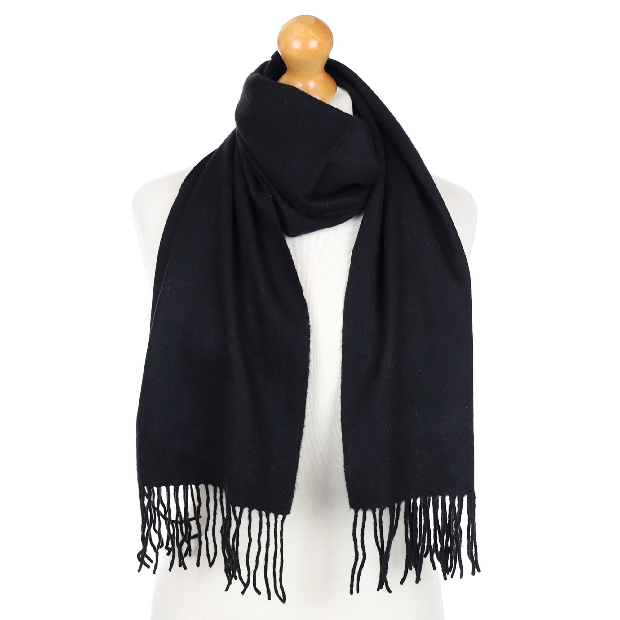 Black Fringed Cashmere Woven Scarf