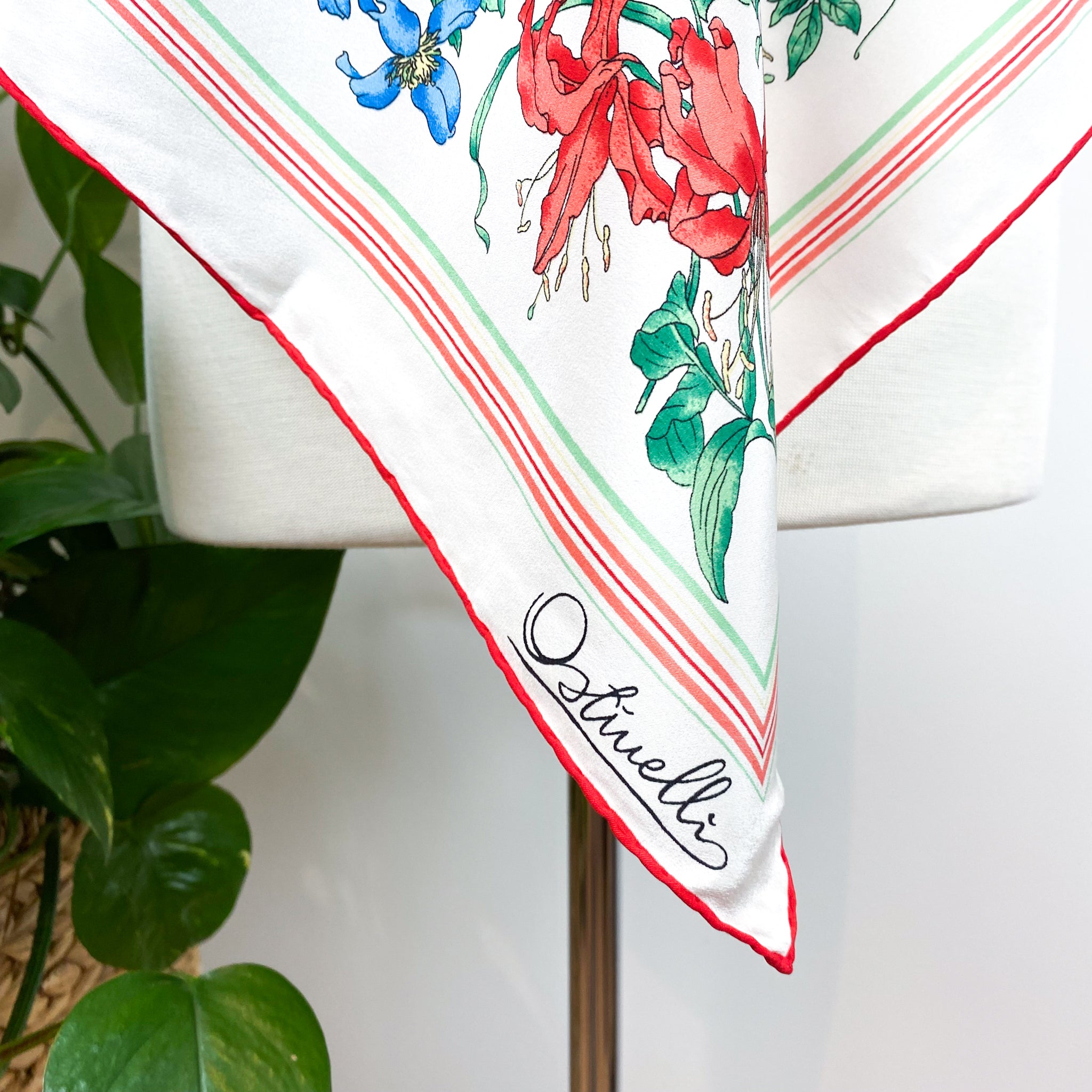 Unworn Crêpe Ostinelli Italian Floral Vintage Silk Scarf