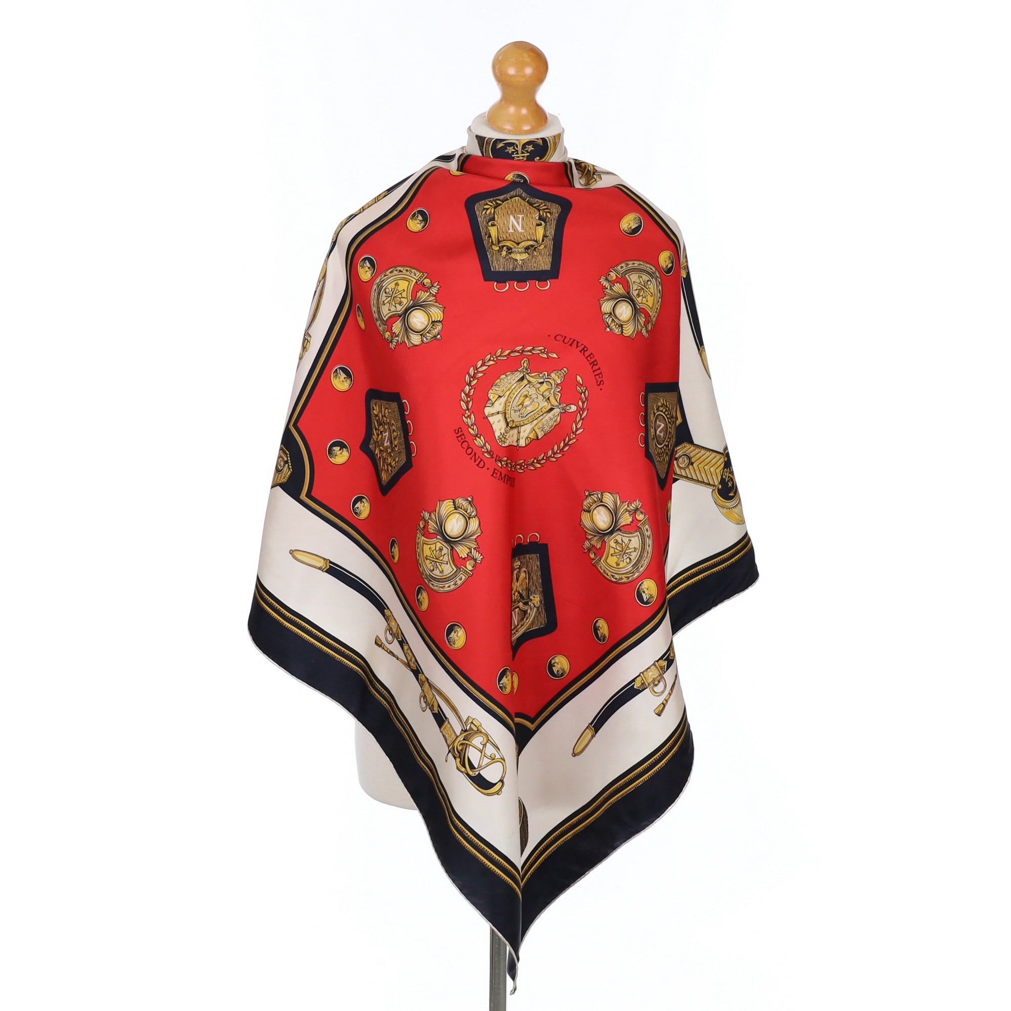 Red, Black and Gold Vintage Silk Scarf