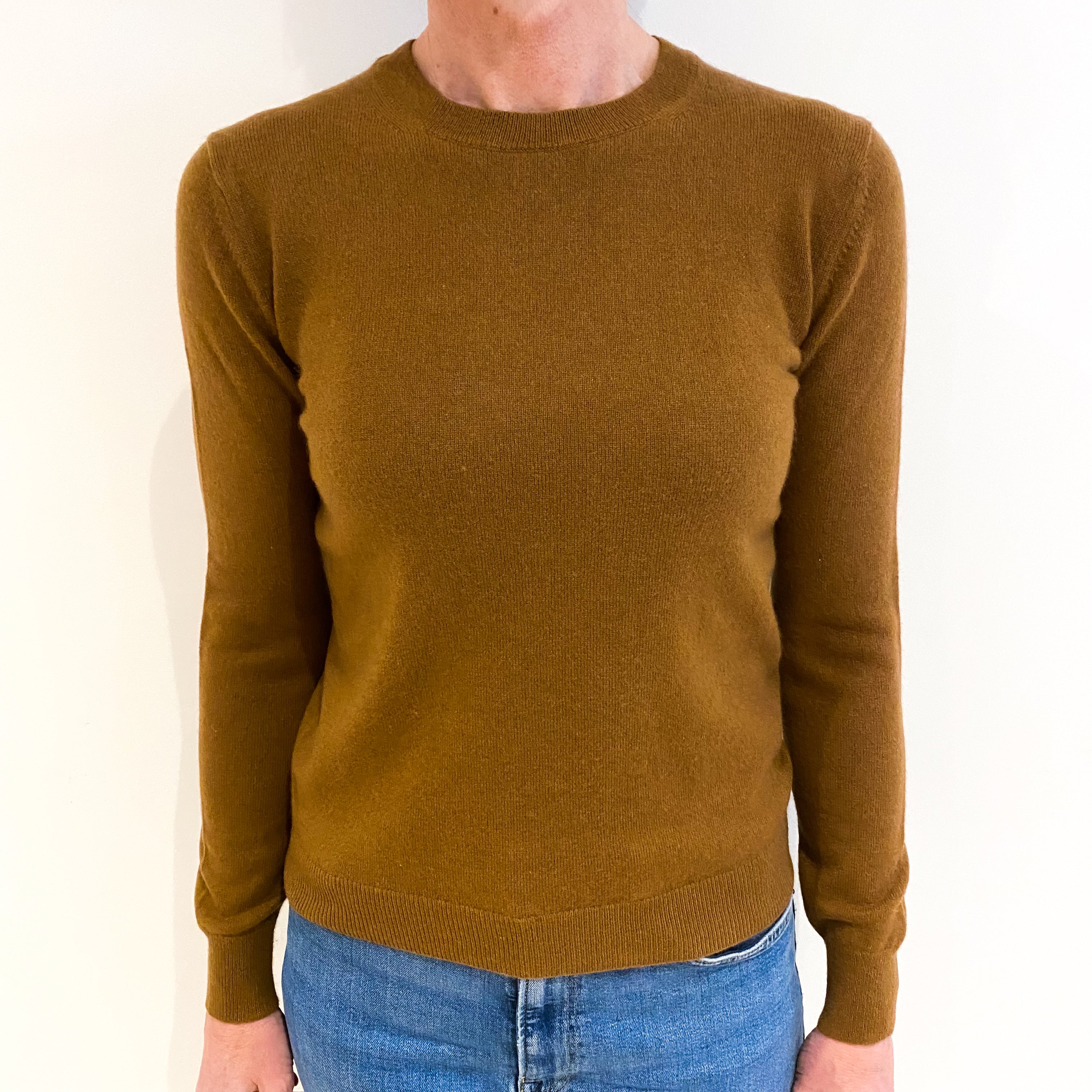 Chestnut Brown Cashmere Crew Neck Jumper Small