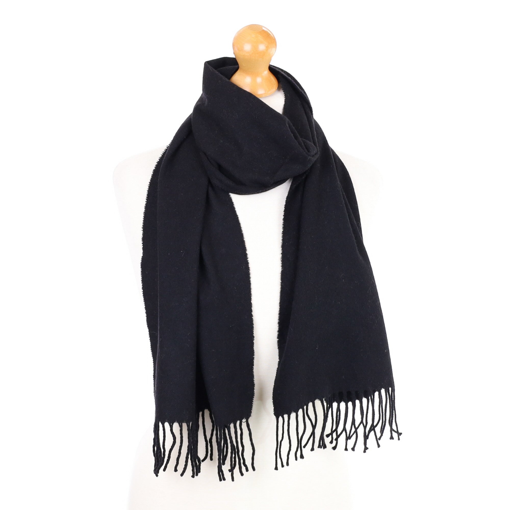 Black Fringed Cashmere Woven Scarf