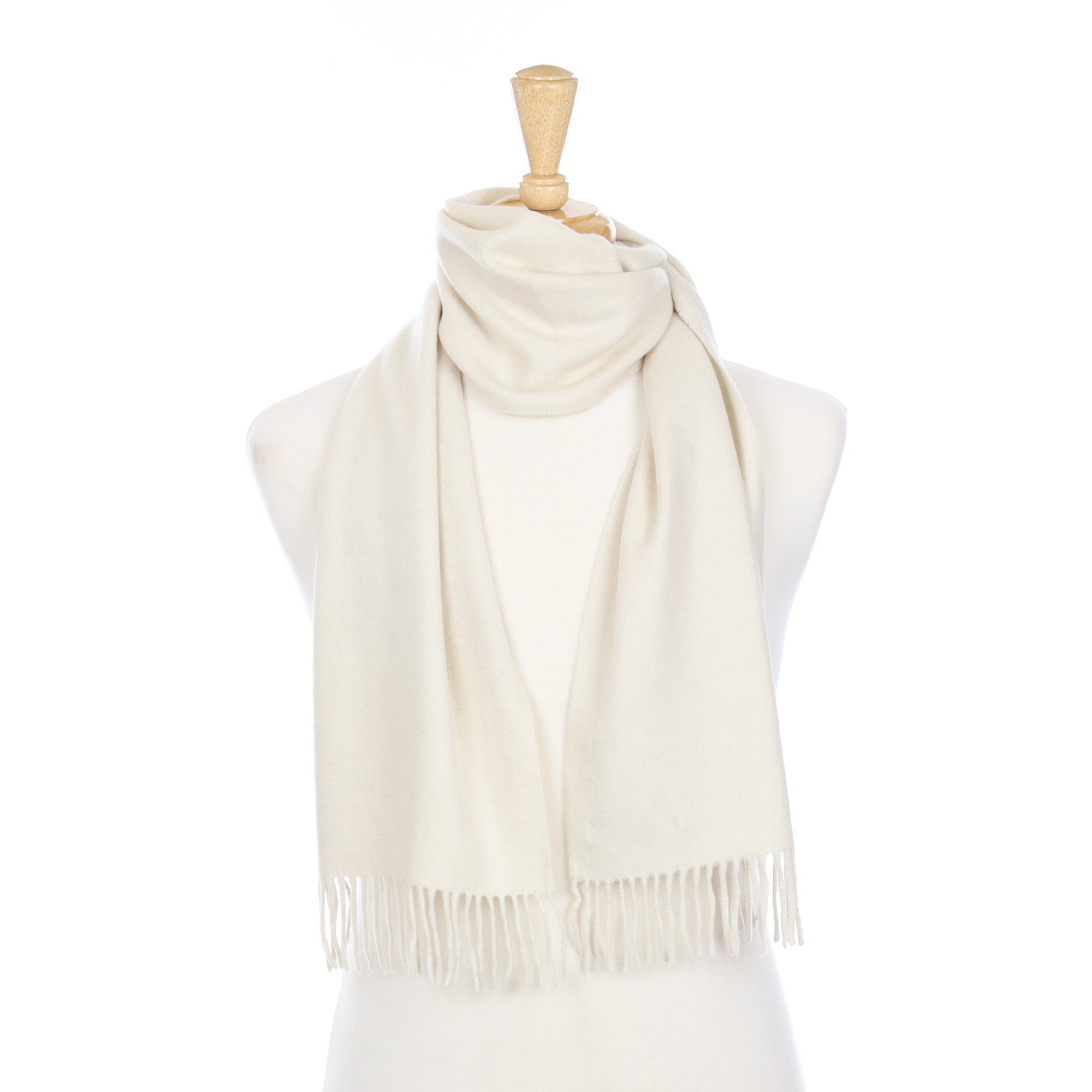 Winter White Cashmere Fringed Woven Scarf