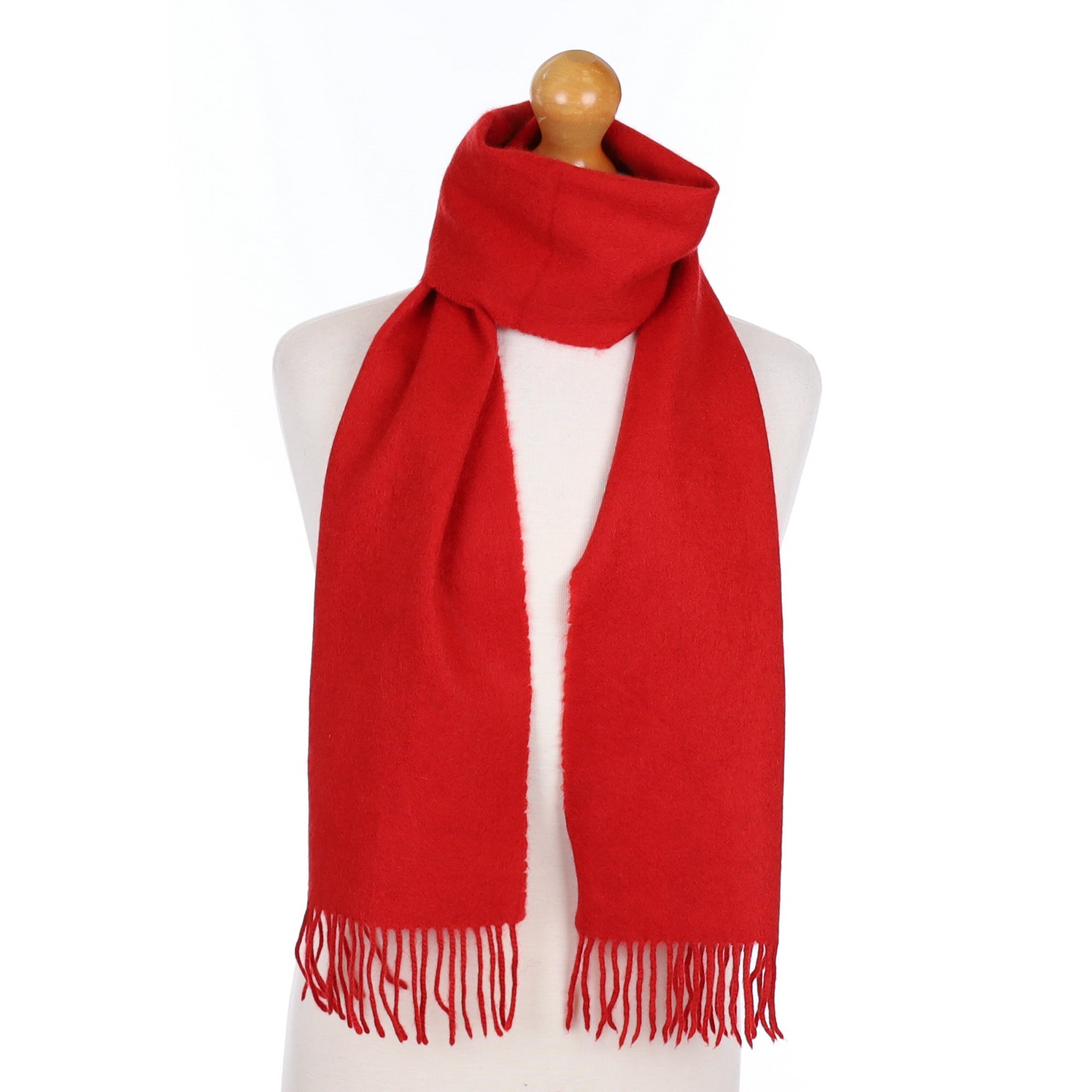 Spanish Red Cashmere Fringed Woven Scarf