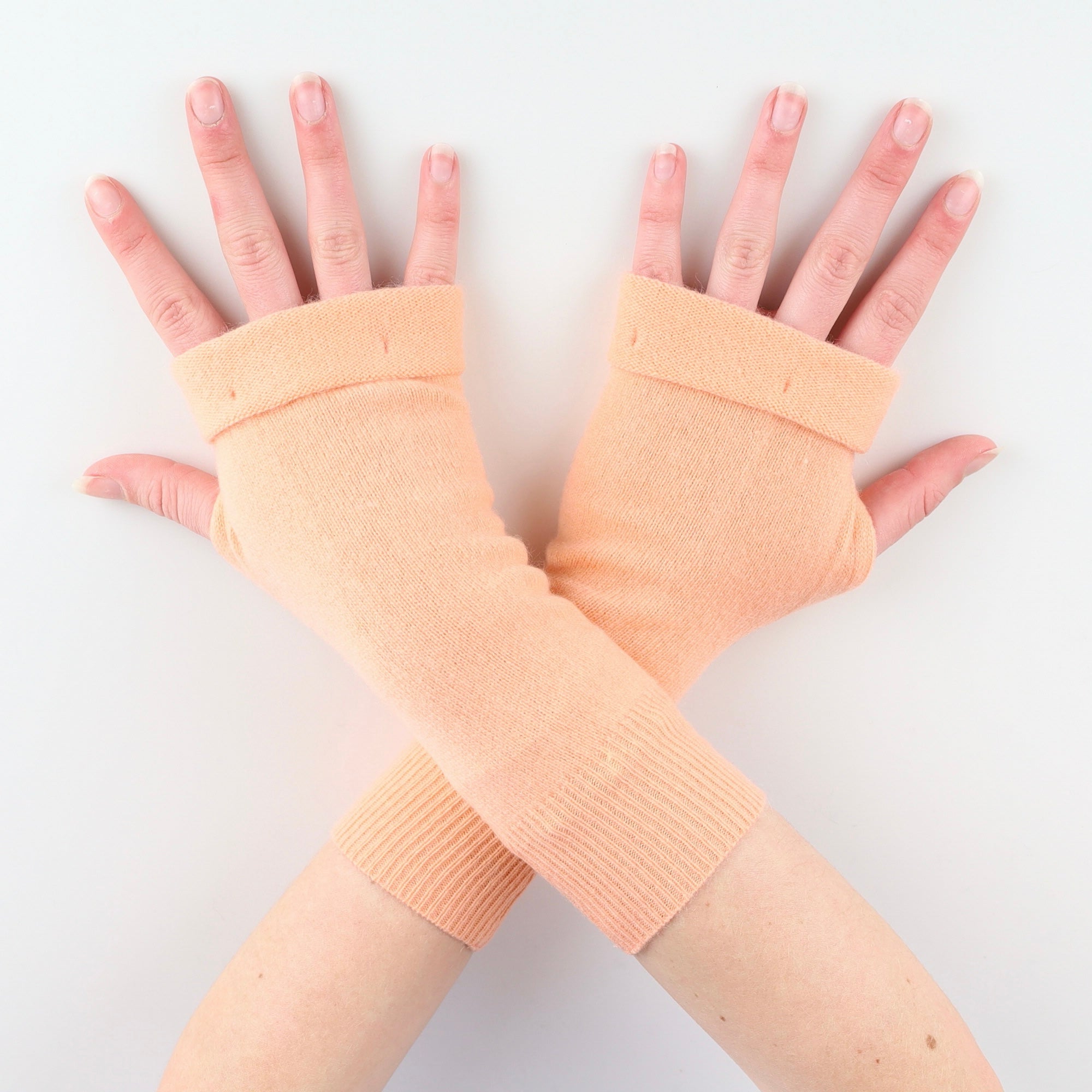 Pale Orange Fingerless Gloves