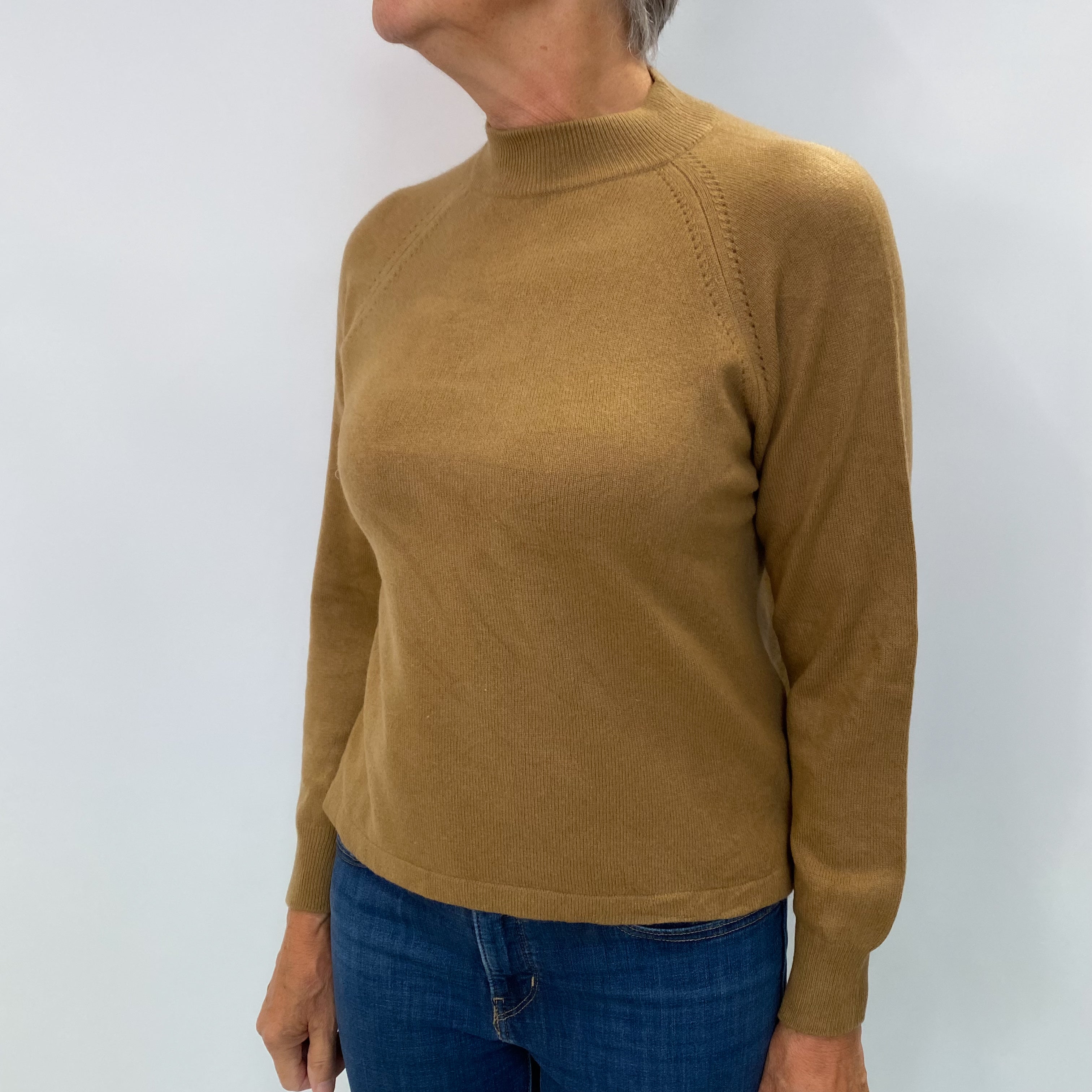 Toffee Brown Cashmere Turtle Neck Jumper Medium